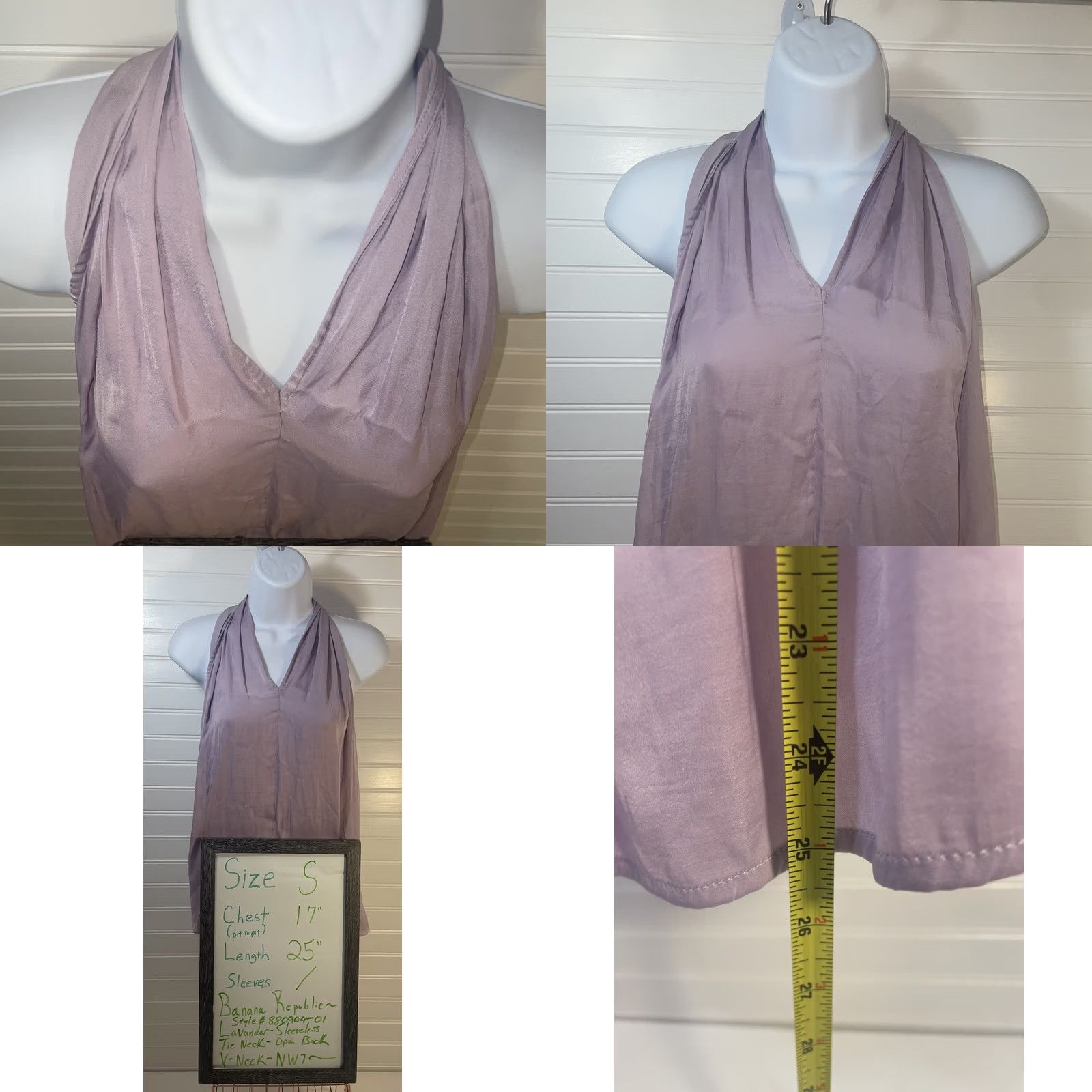 Banana Republic Banana Republic Sleeveless Tie Neck Blouse Women Small Lavender NWT New Size S / US 4 / IT 40 - 8 Thumbnail