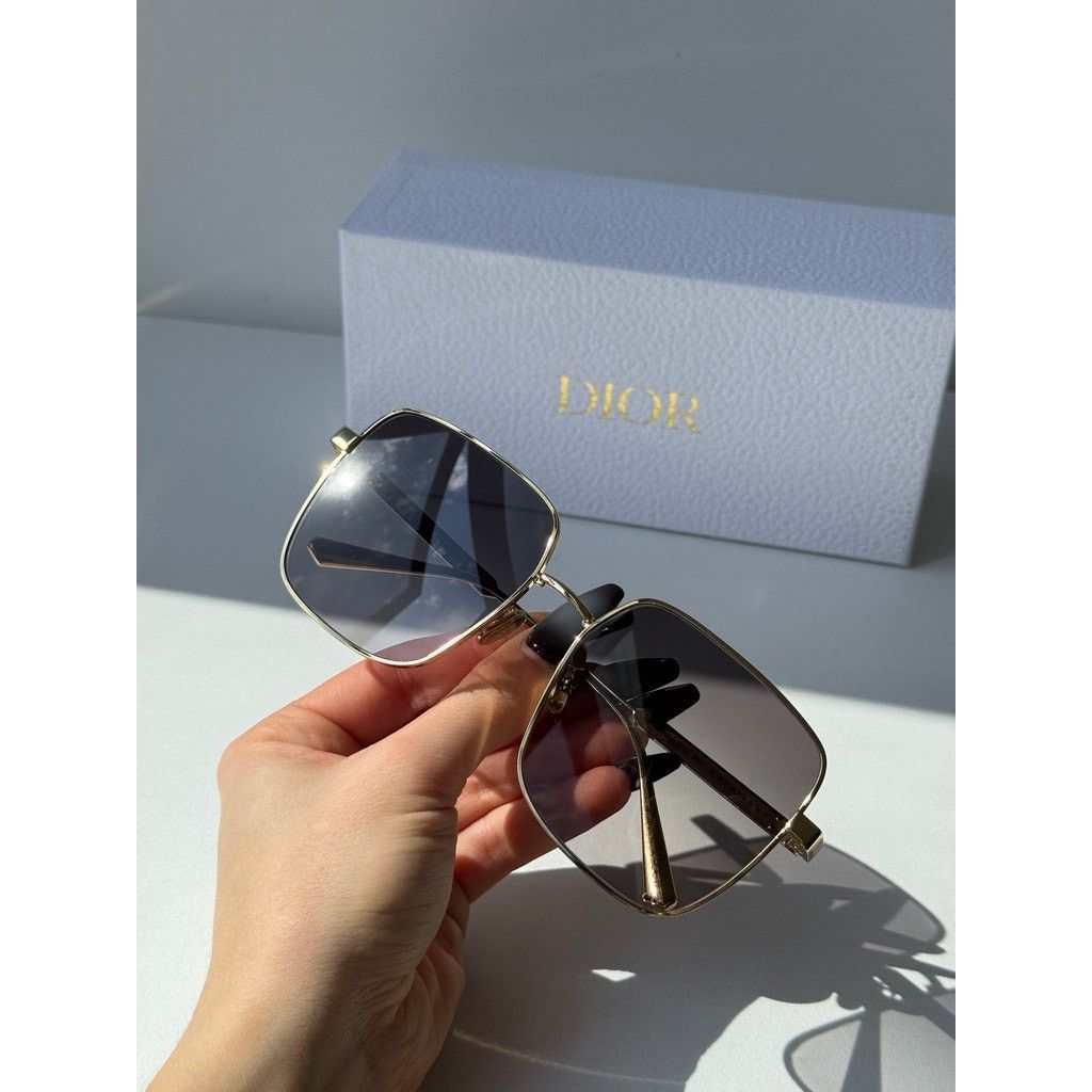Dior NEW Dior Cannage S1U Metal Square Sunglasses in Gold Grey Size ONE SIZE - 9 Thumbnail