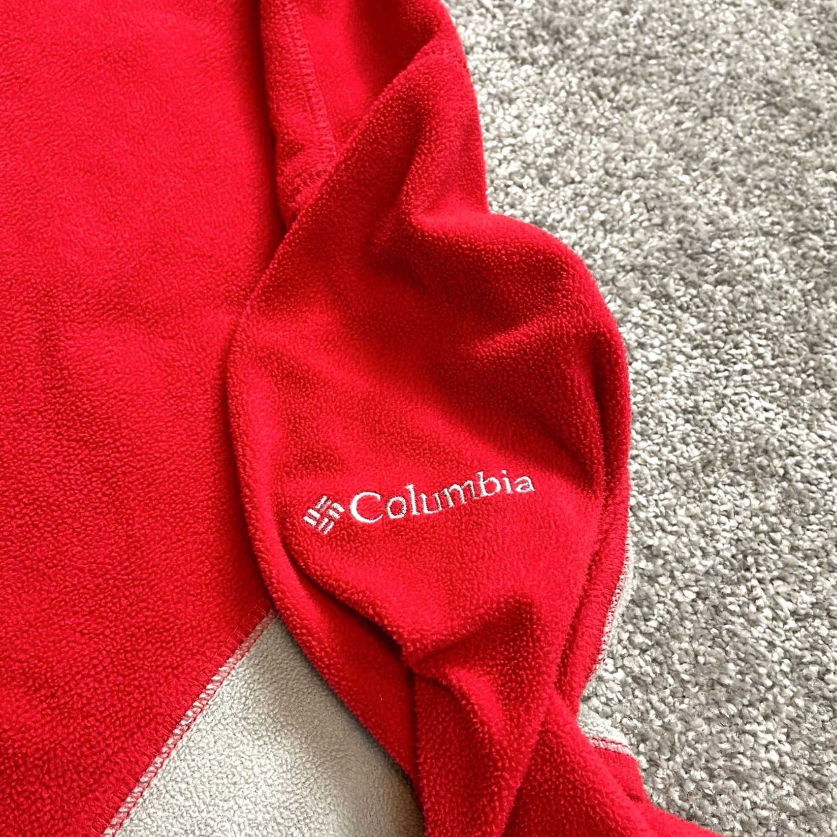 Logo 7 Columbia Jacket Mens Small Red Long Sleeve Fleece 1/4 Zip Logo Active Adult Shirt Size US S / EU 44-46 / 1 - 6 Thumbnail