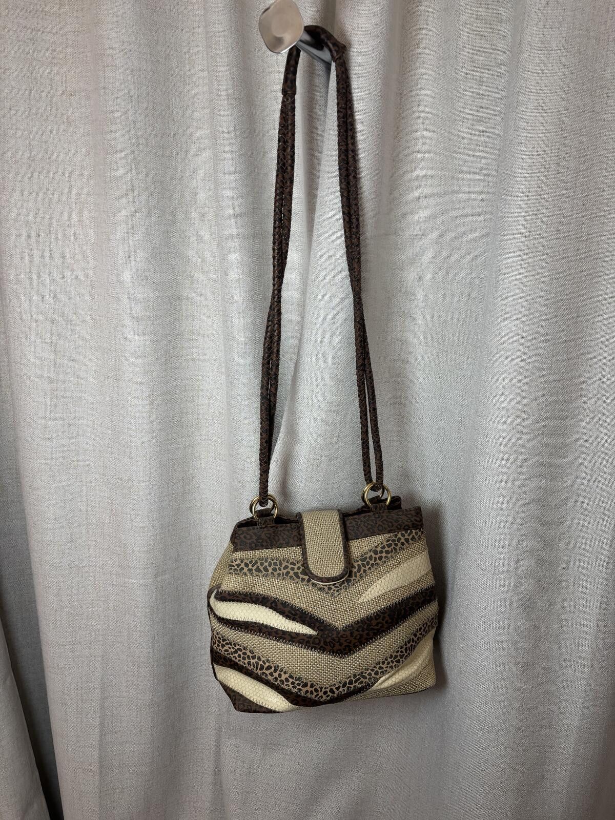The Unbranded Brand Woven Y2K Forest Fairy Patchwork Bag Leopard Print Accents Size ONE SIZE - 2 Thumbnail