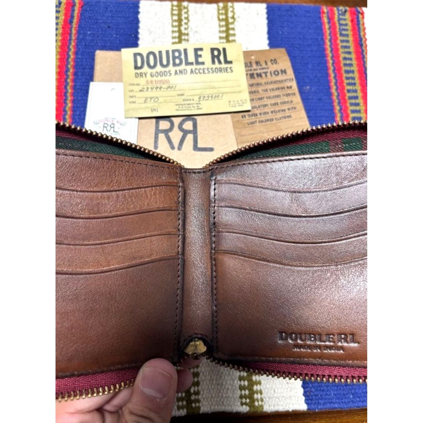 Ralph Lauren RRL Ralph Lauren Wallet Red Leather Bifold Logo Embroided Zip-around Oilcloth Size ONE SIZE - 3 Thumbnail