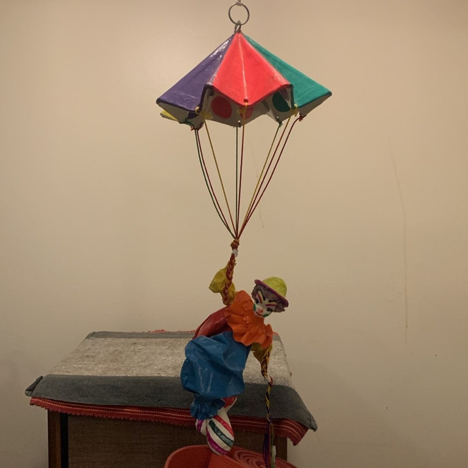 Vintage 70’s midcentury handmade papier maché clown and parachute Size ONE SIZE - 4 Thumbnail