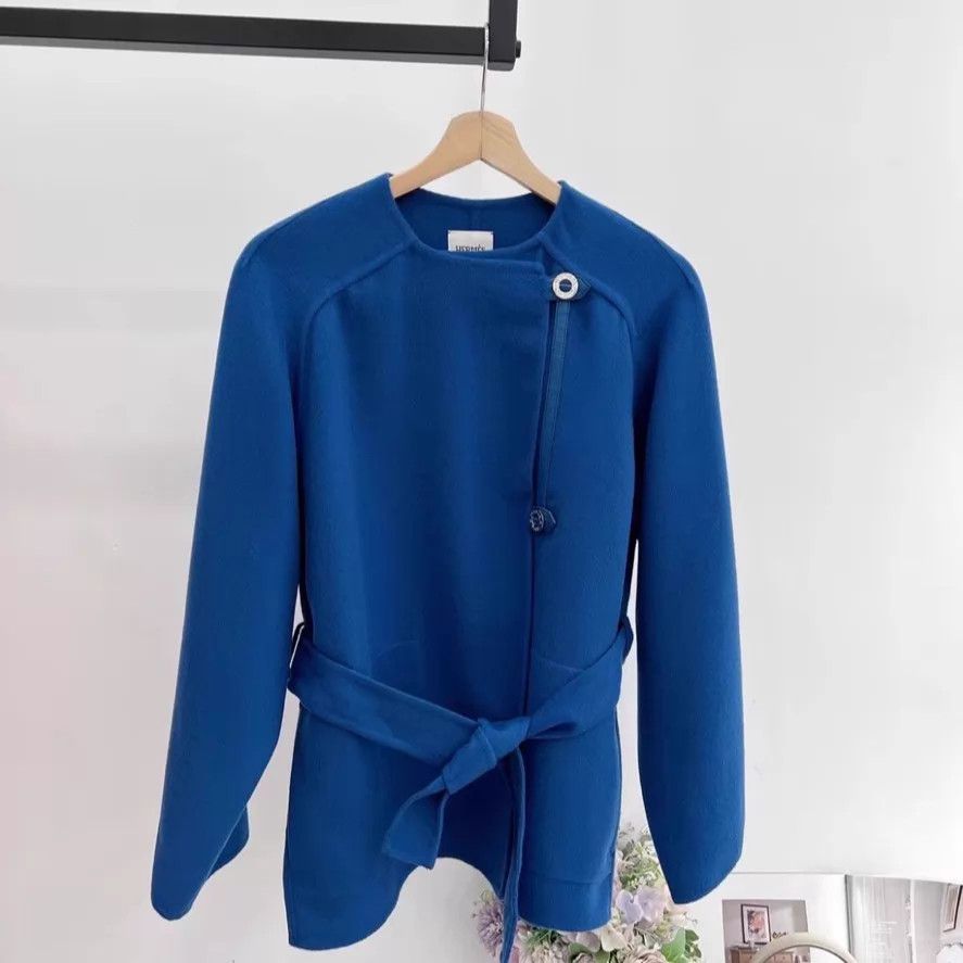 Hermes Hermes Chain Short Cashmere Coat 36 Sapphire Blue Lining Size XS / US 0-2 / IT 36-38 - 1 Thumbnail
