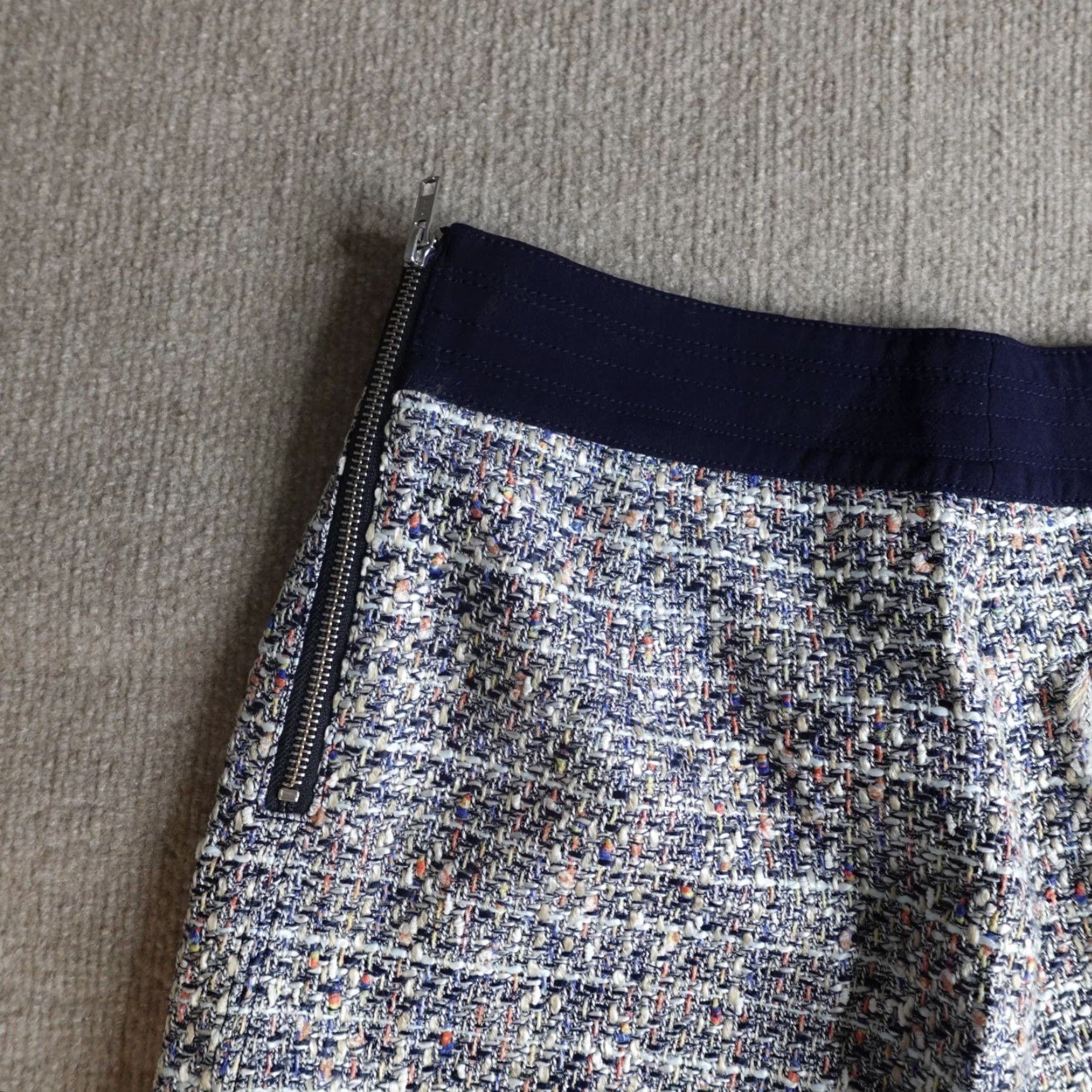 J.Crew J.Crew Skirt Mini 6 Blue Tweed Lined E7383 NEW Womens Slim Rise Mid Short Pattern Solid Zip Size 28" / US 6 / IT 42 - 7 Thumbnail