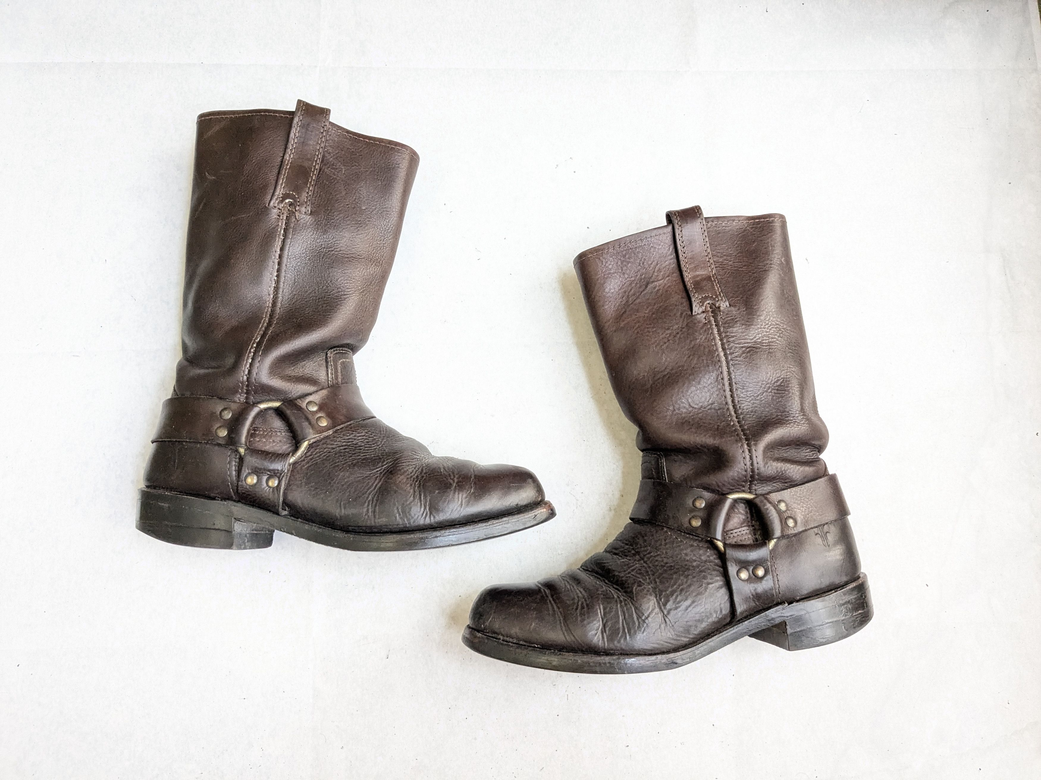 Frye Harness Boots Brown 10 M Leather Buckle