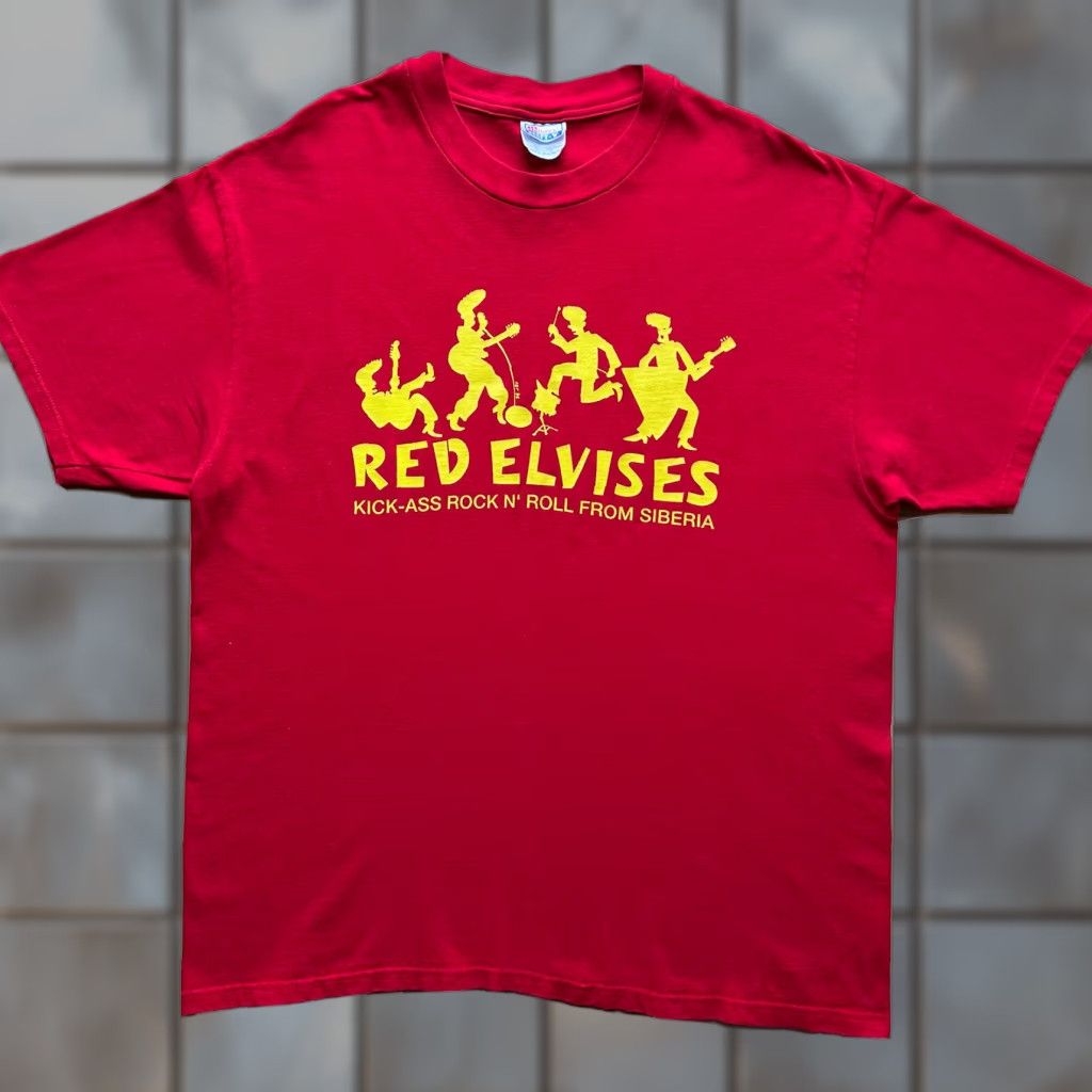 Vintage VINTAGE Red Evlises Shirt XL 90s Rock N Roll Music Aerosmith Batman T-Shirt Men Short Sleeve Crew Neck Cotton Knit Logo Graphic Print Size US XL / EU 56 / 4 - 1 Thumbnail
