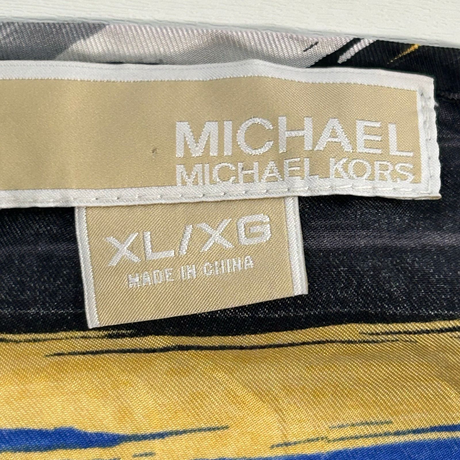 Michael Kors Michael Michael Kors Silk Blouse XL Yellow Blue Black Stripe Size XL / US 12-14 / IT 48-50 - 19 Thumbnail