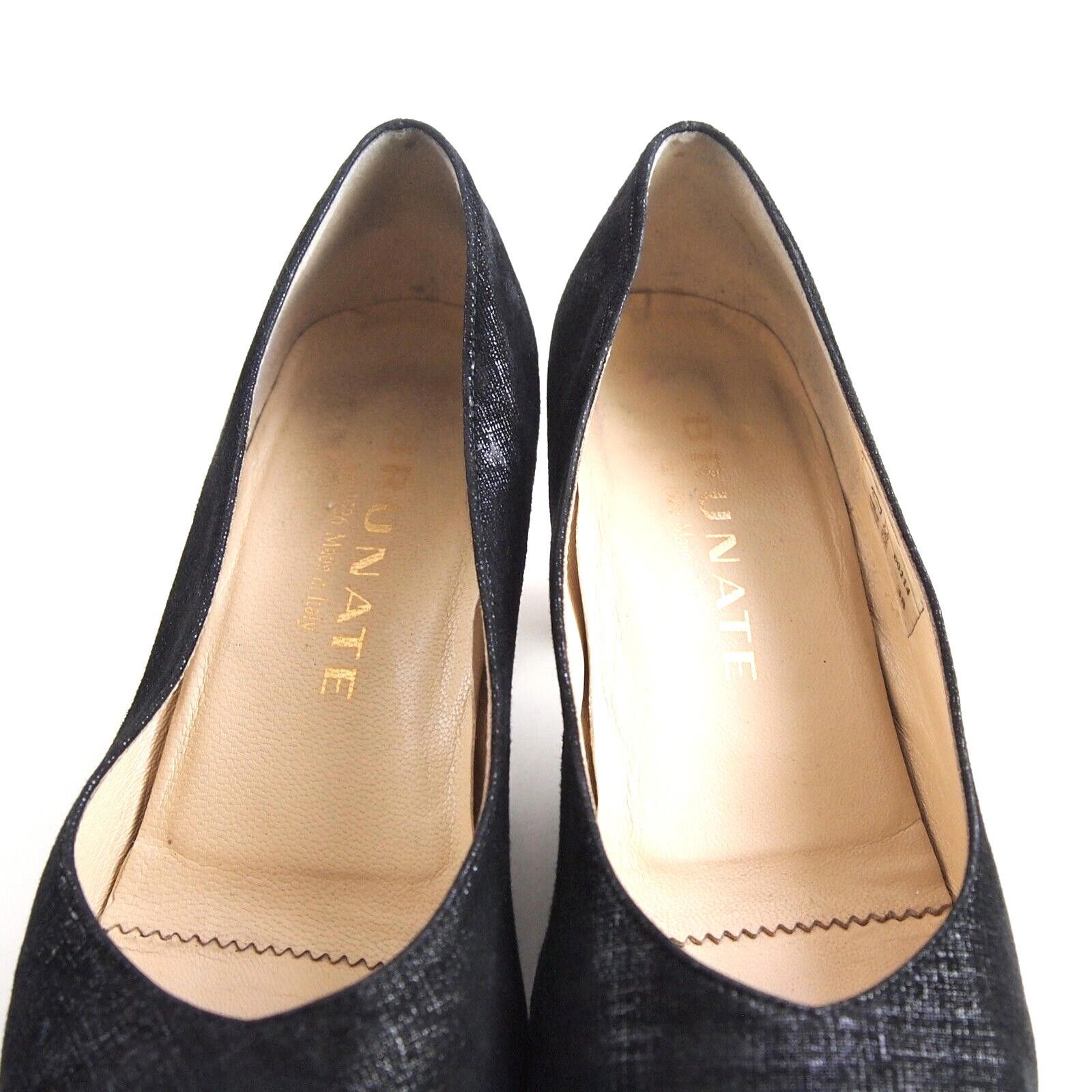 Designer Brunate Mid Heel Pumps Black Textured Leather US 8 EU 38 Size US 8 / IT 38 - 4 Thumbnail