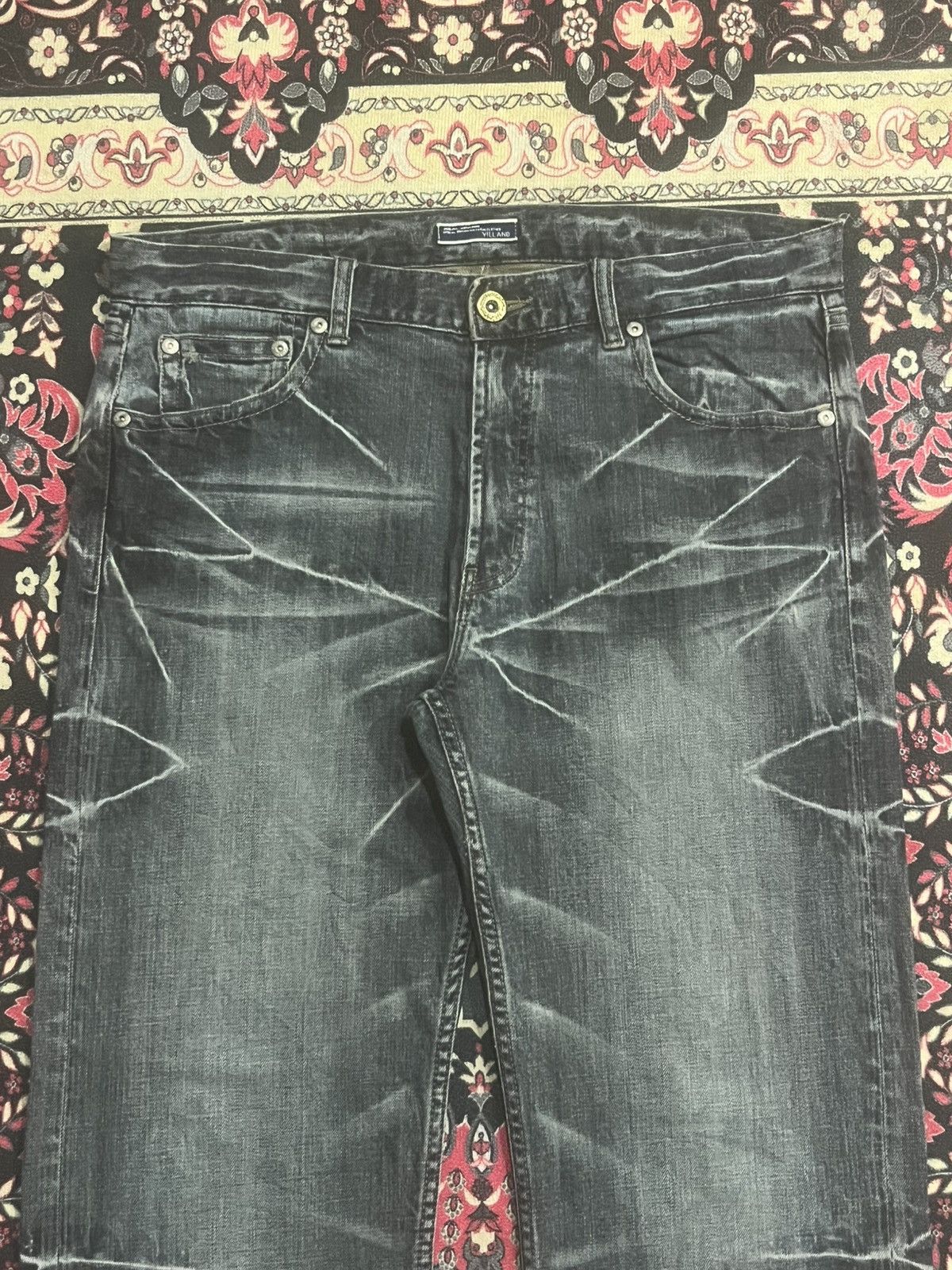 Japanese Brand Japanese Brand Villand Dark Whisker Washed Rhinestone Jeans Size US 36 / EU 52 - 4 Thumbnail