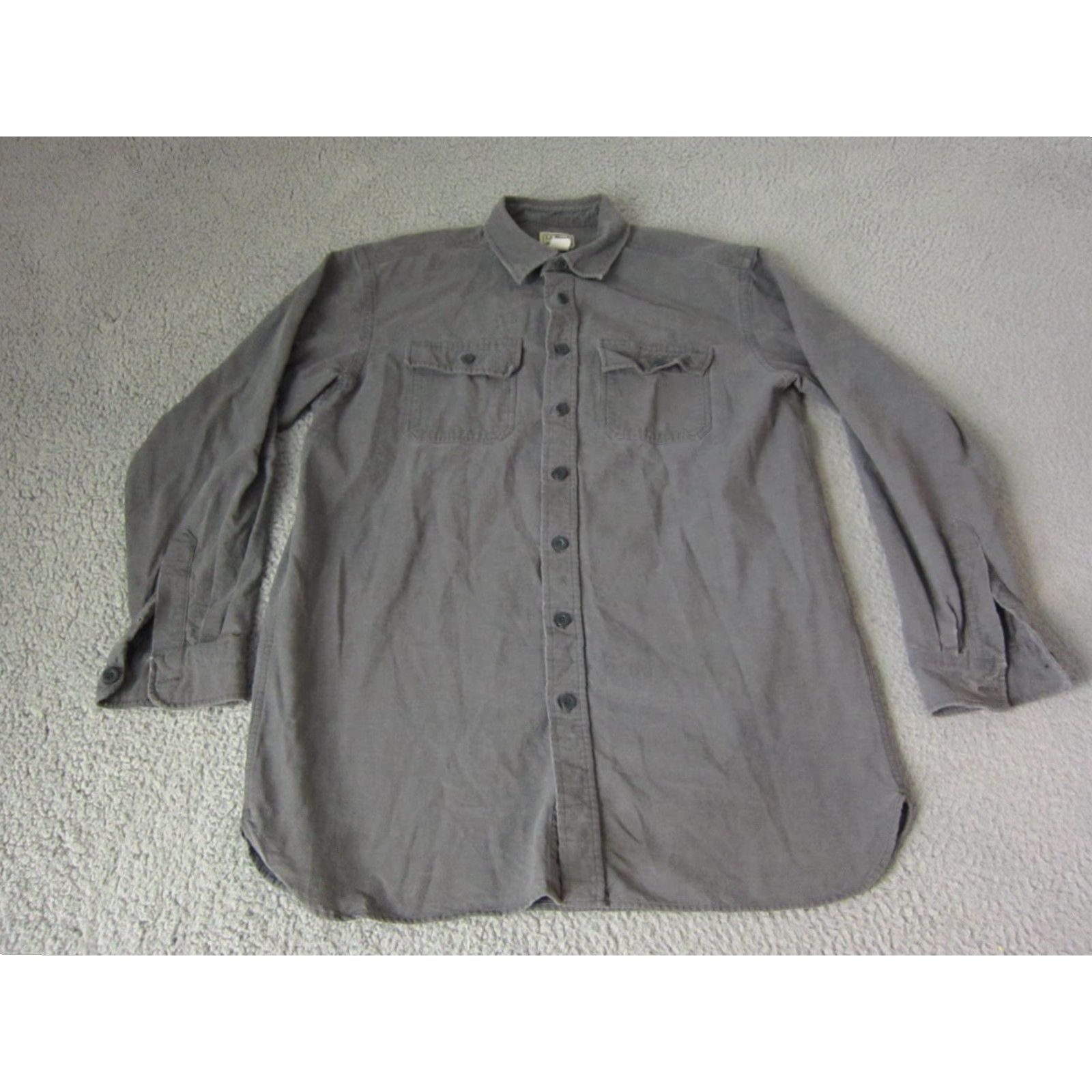Vintage VINTAGE L.L. Bean Shirt LT Adult Gray Cotton Flannel Chamois Button-Up 90s Mens Tall Big & Tall Size US L / EU 52-54 / 3 - 2 Thumbnail