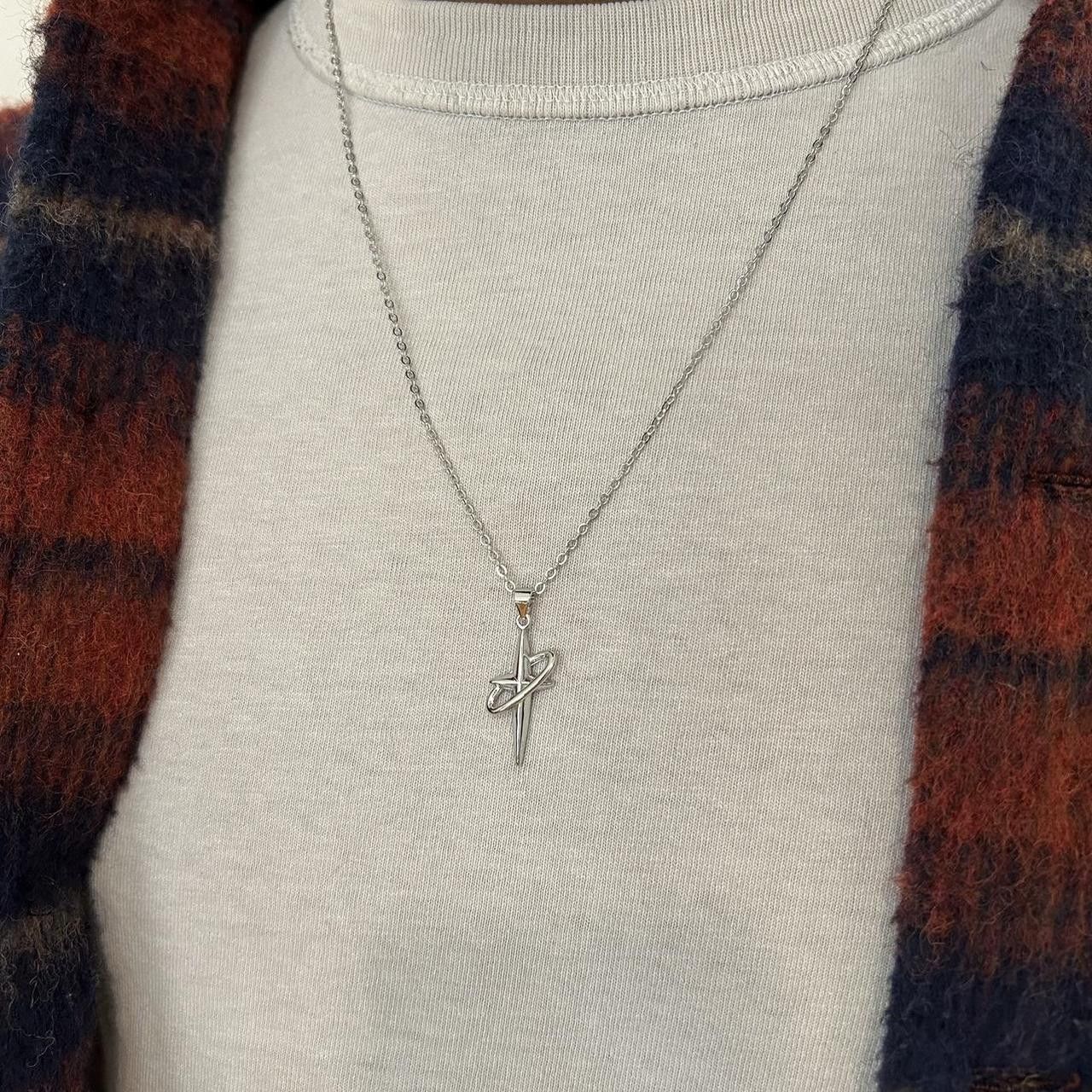 Japanese Brand × Vintage Y2K 2000s Star Cross Circle Pendant Cute Trendy Necklace Size ONE SIZE - 4 Thumbnail
