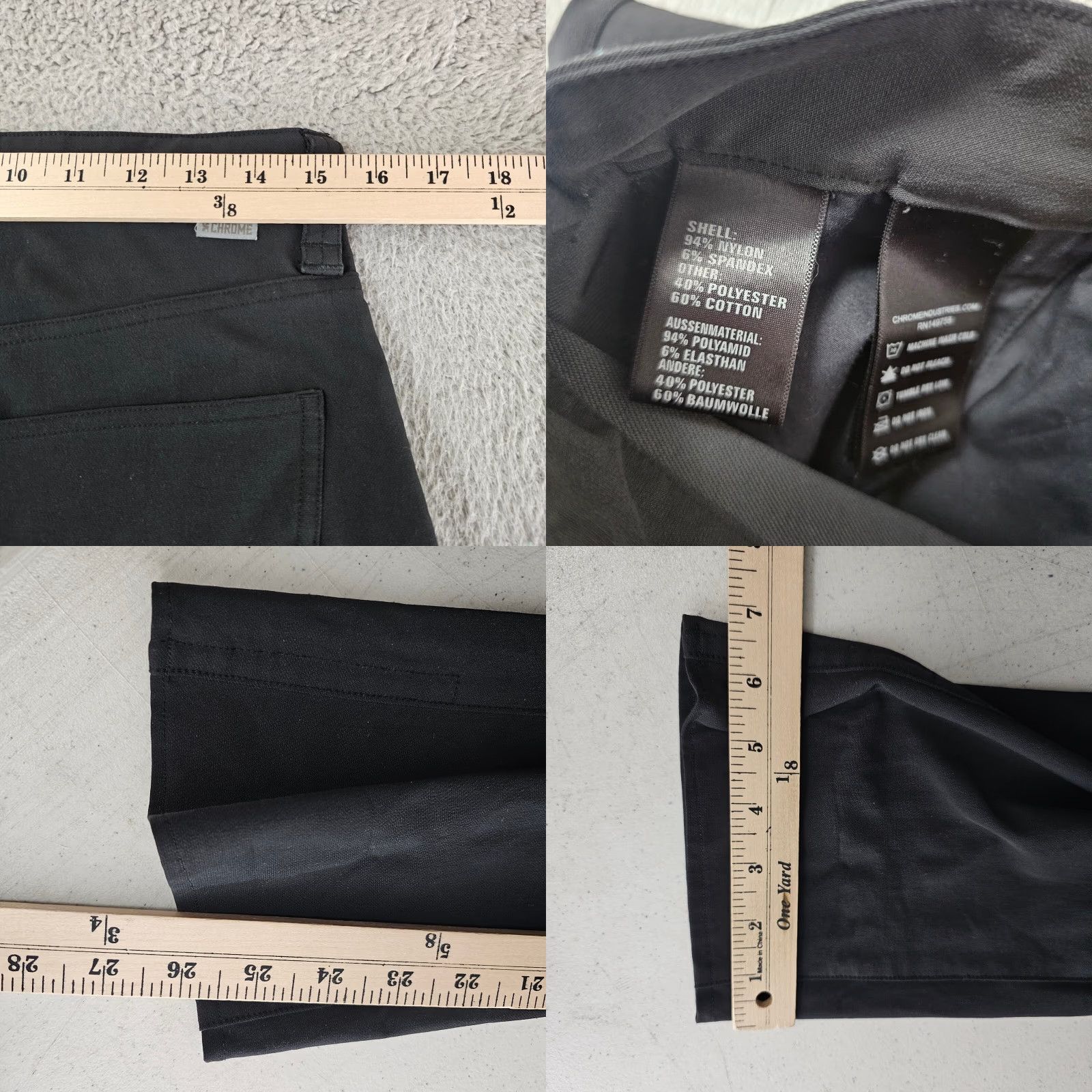 Vintage Chrome Industries Pants Mens 30x26 Nylon Black Chino Casual Streetwear Pants Mens 30 Black Nylon Stretch Pockets Size US 30 / EU 46 - 8 Thumbnail