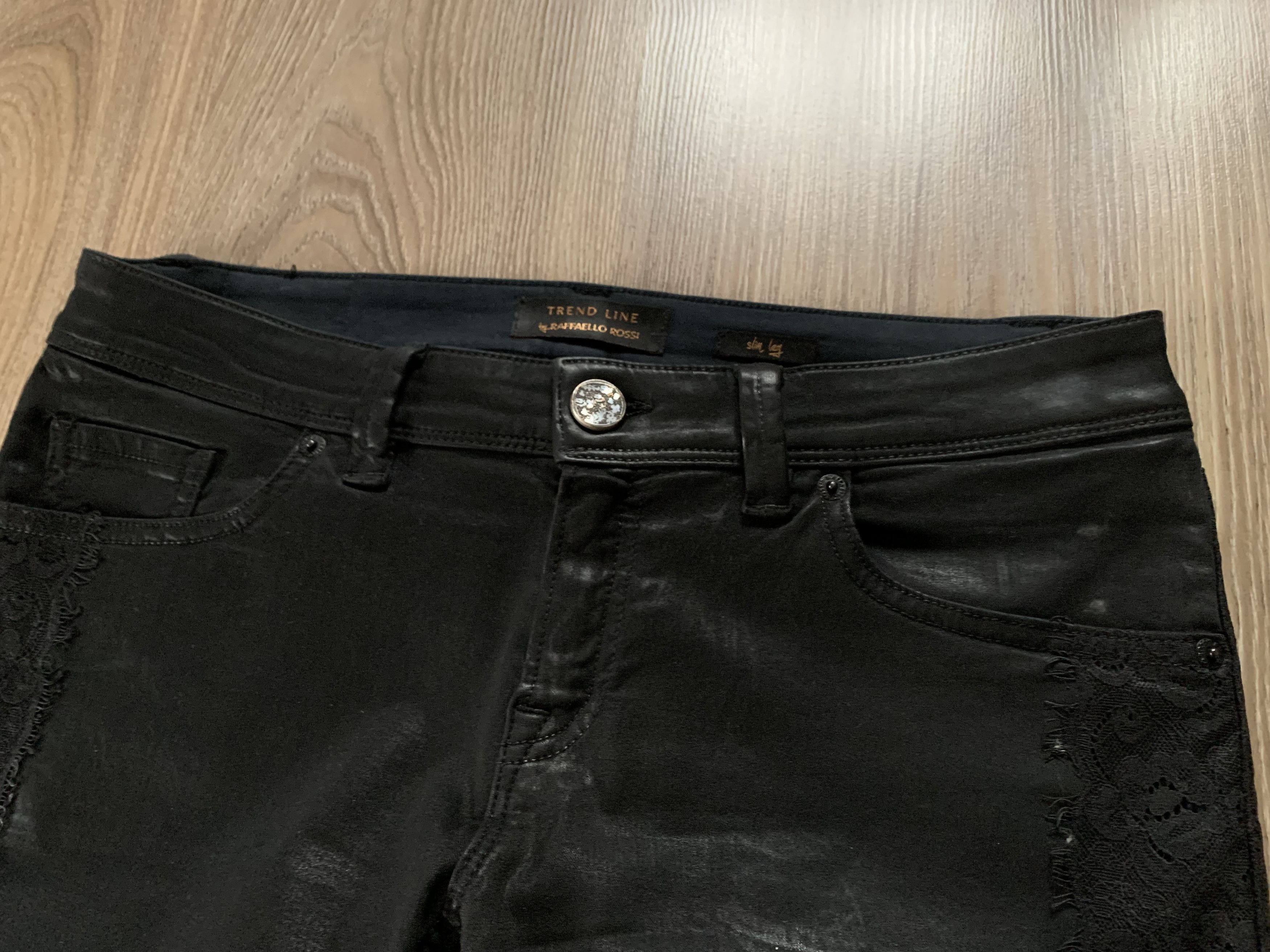 Other Raffaello Rossi Leather Black Wax Jeans Size 30" / US 8 / IT 44 - 5 Thumbnail