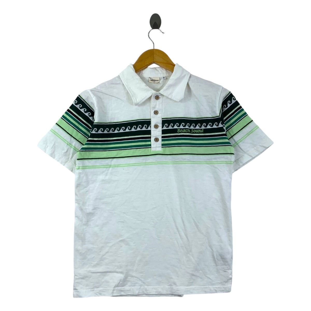 Vintage Vintage BEACH SOUND WAVE Monogram Polo Tee Shirt Size US M / EU 48-50 / 2 - 1 Thumbnail