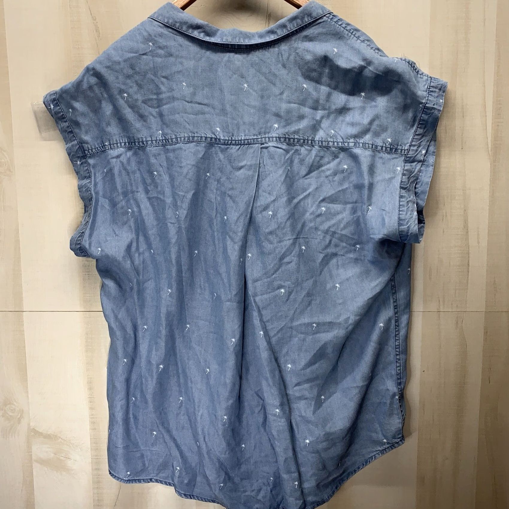 Vintage JACHS Girlfrien Denim Palm Tree Sleeveless Button-Up Shirt NWT 2XL Blue Womens Shirt Size XXL / US 16-18 / IT 52-54 - 6 Thumbnail