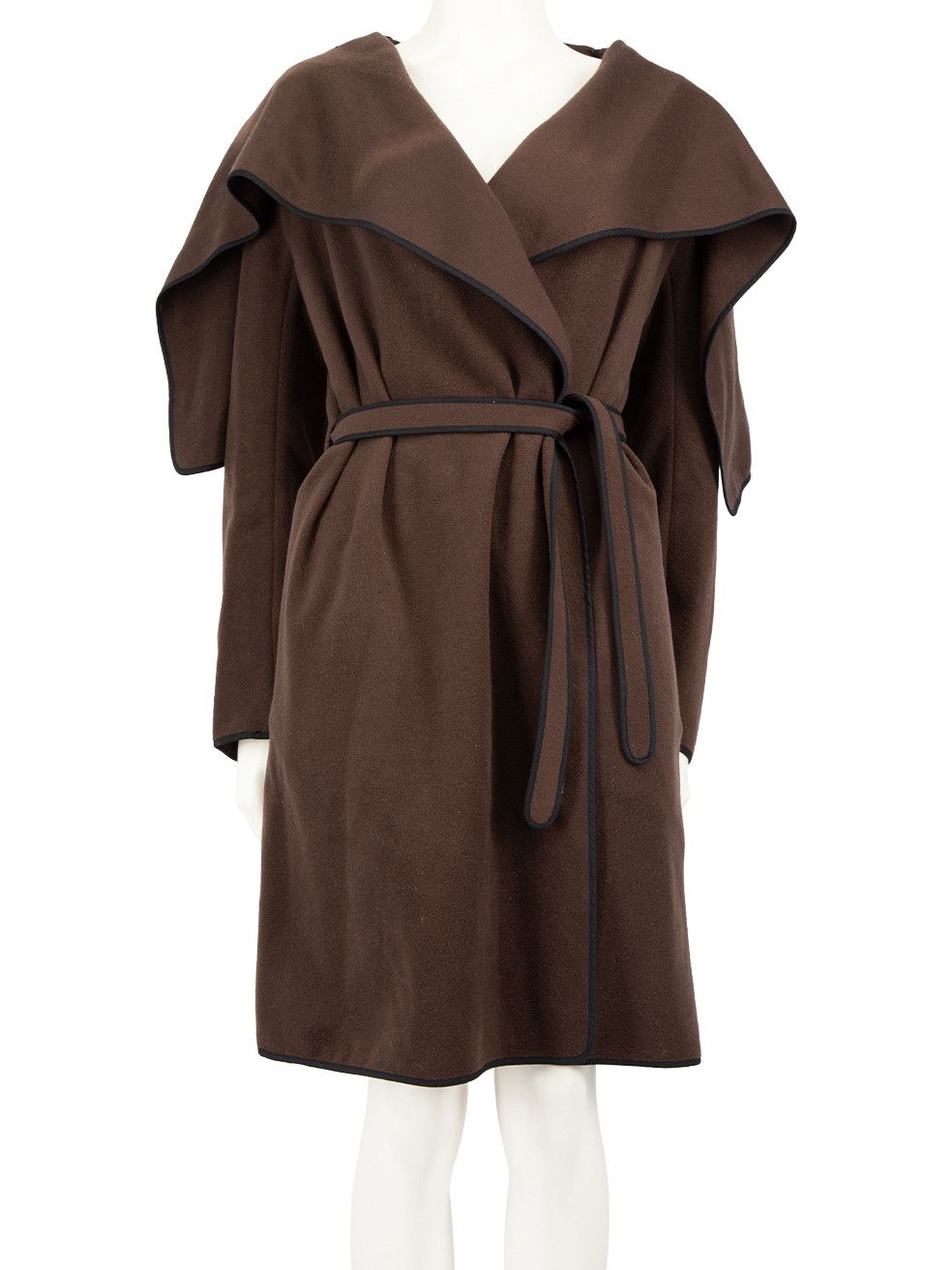 image of Acne Studios Brown Wool Belted Mid Length Coat, Women's (Size XS)