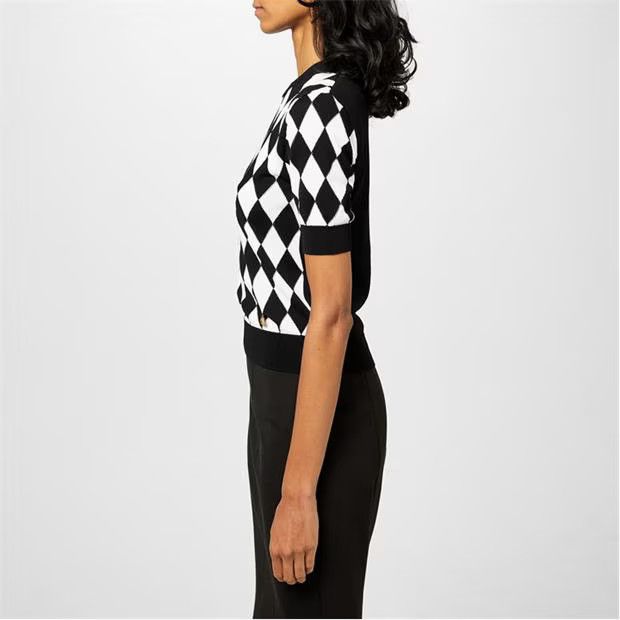Balmain o1g2r1mq0924 Diamond Knitted T-Shirts in Black & White Size XS / US 0-2 / IT 36-38 - 4 Thumbnail
