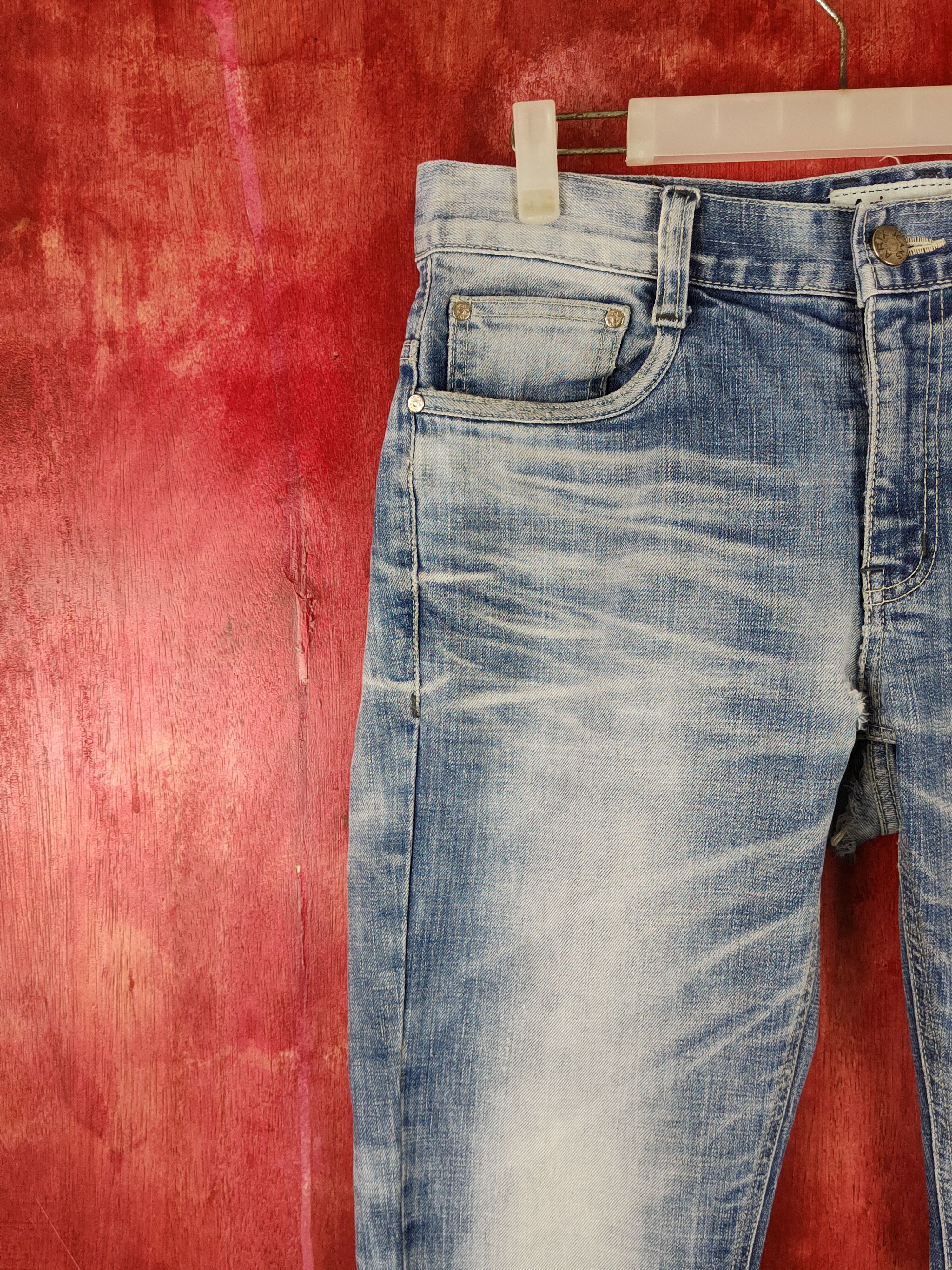 Japanese Brand Arix Blue Faded ripped distressed jeans Denim #S1603 Size US 32 / EU 48 - 5 Thumbnail