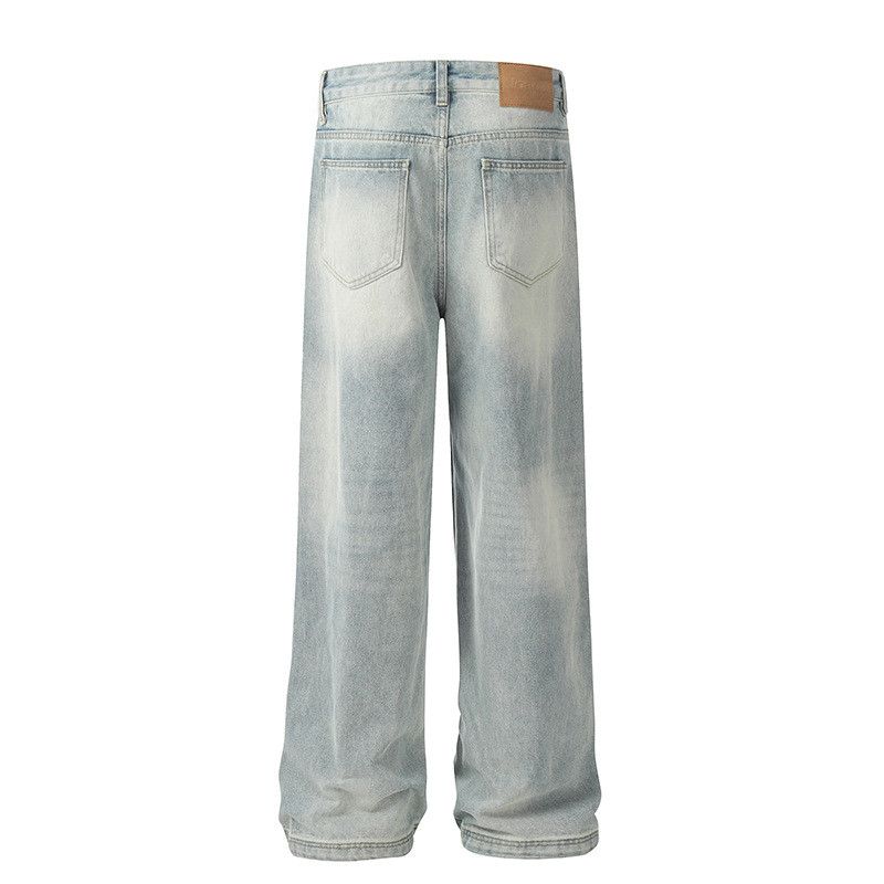 Jean Retro men's oversized street casual washed wide-leg jeans Size US 32 / EU 48 - 2 Thumbnail