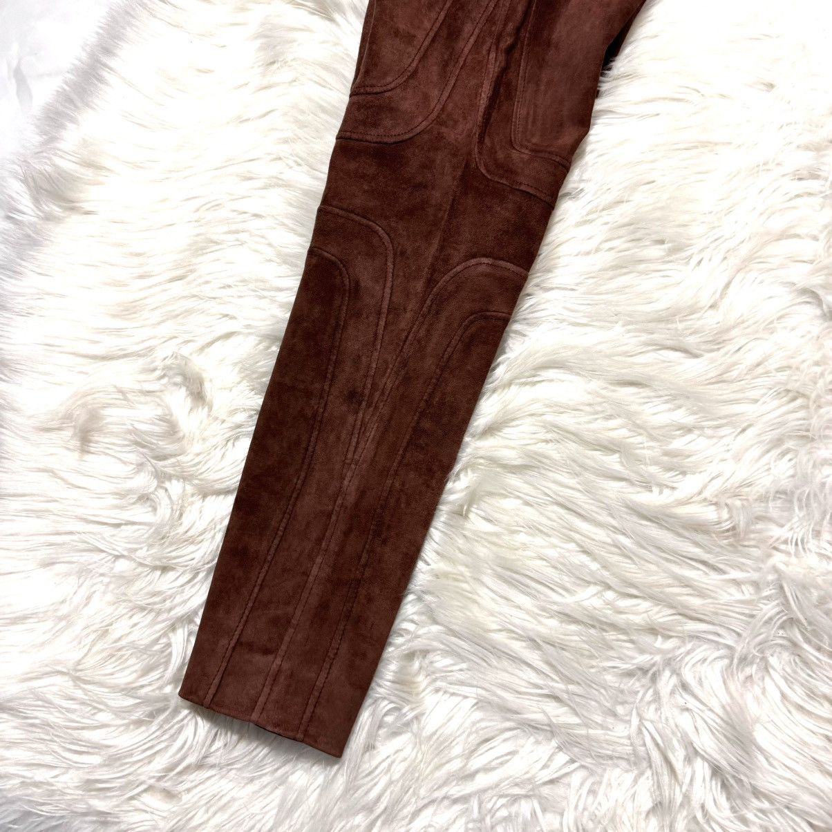 Brunello Cucinelli Brunello Cucinelli Framed Suede Leather Pants Brown Size 27" / US 4 / IT 40 - 12 Thumbnail