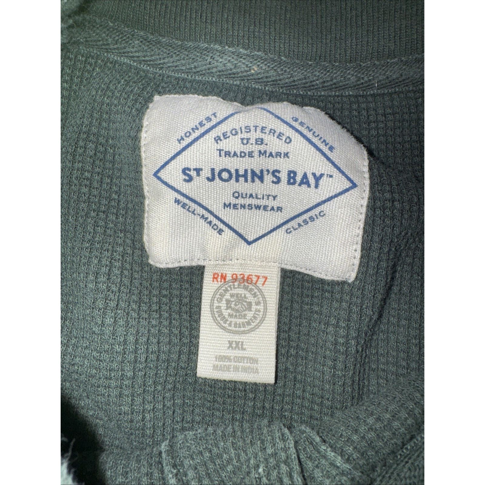 Band Tees × St. Johns Bay × Vintage St John’s Bay Long Sleeve Thermal HenleyGreen XXL 26x26 Size US XXL / EU 58 / 5 - 4 Thumbnail