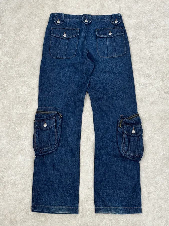 Daniele Alessandrini Daniele Alessandrini Blue Multi-Pocket Cargo Jeans Size US 32 / EU 48 - 5 Thumbnail