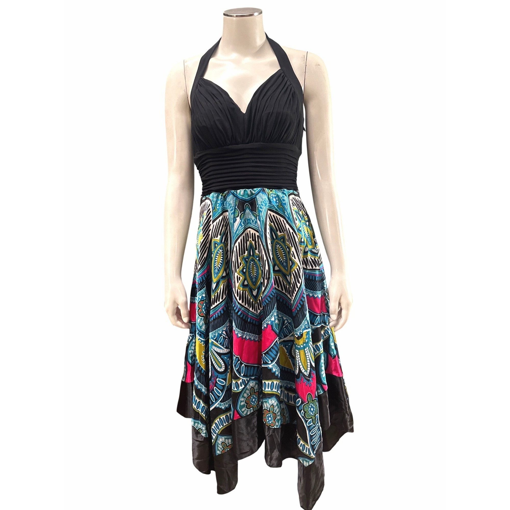 Other Signature by Sangria Size Small Black Blue Halter Dress Hand Size S / US 4 / IT 40 - 2 Thumbnail