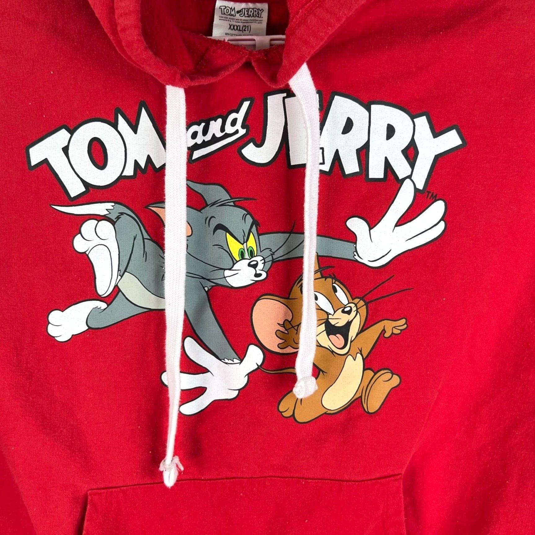 Vintage Tom & Jerry Hoodie Adult 3XL Red Graphic Print Hooded Pullover Cartoon TV & Movie Characters Womens Size XXL / US 16-18 / IT 52-54 - 2 Thumbnail