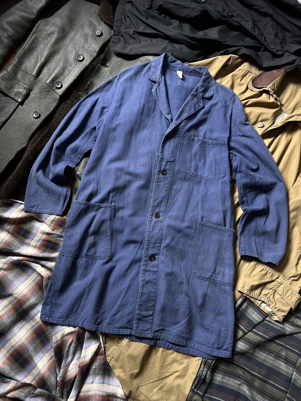 Vintage 50s Vintage French Workwear Long Coat German Light Jacket Size US L / EU 52-54 / 3 - 1 Thumbnail