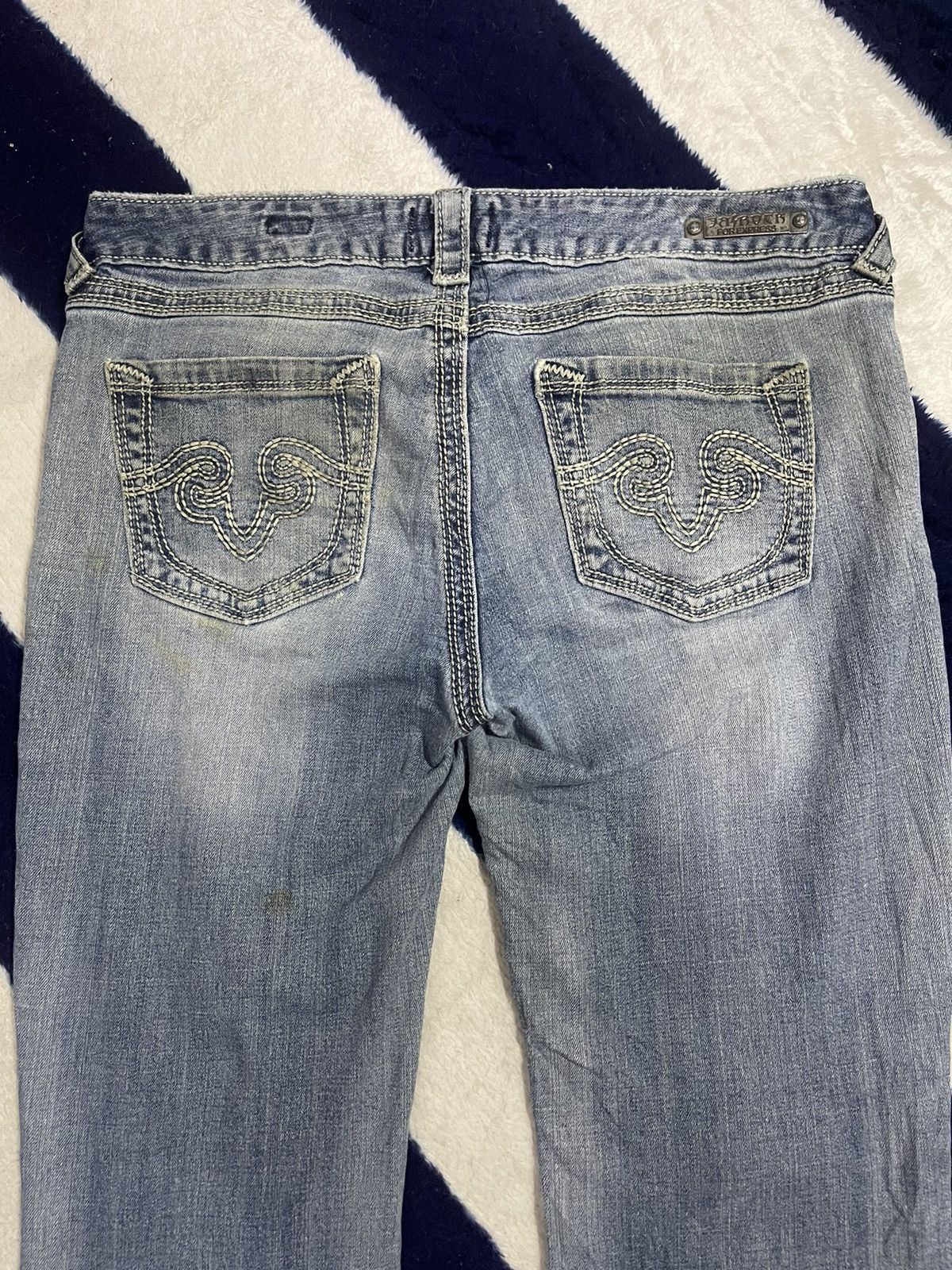 Japanese Brand Ne Rock for Express Distressed Flare Jeans (14) Size 33" - 4 Thumbnail