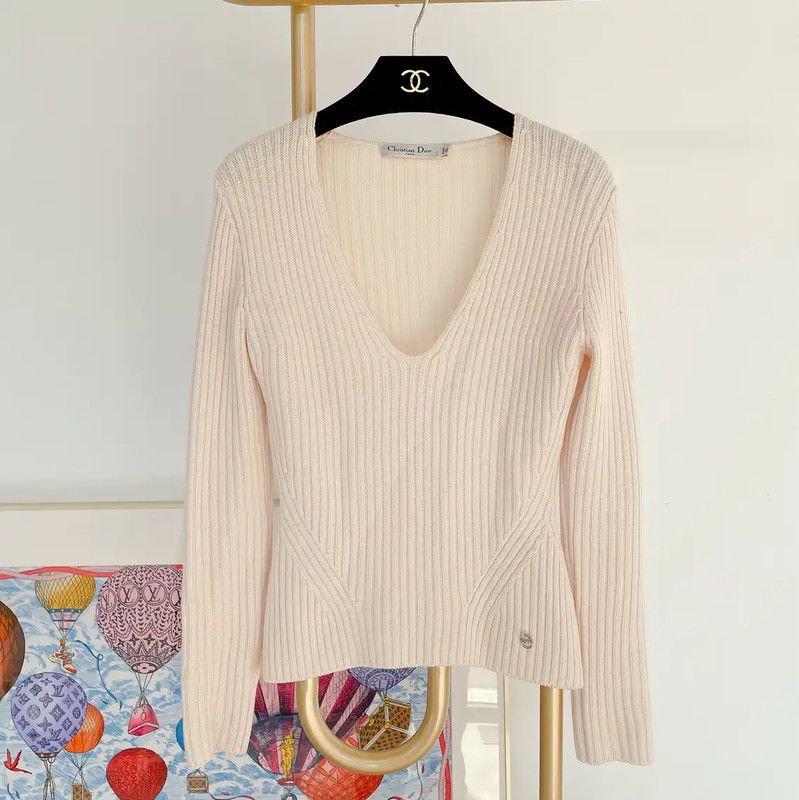 Dior Dior Beige Wool Long Sleeve Sweater 0089 Size XS / US 0-2 / IT 36-38 - 1 Thumbnail