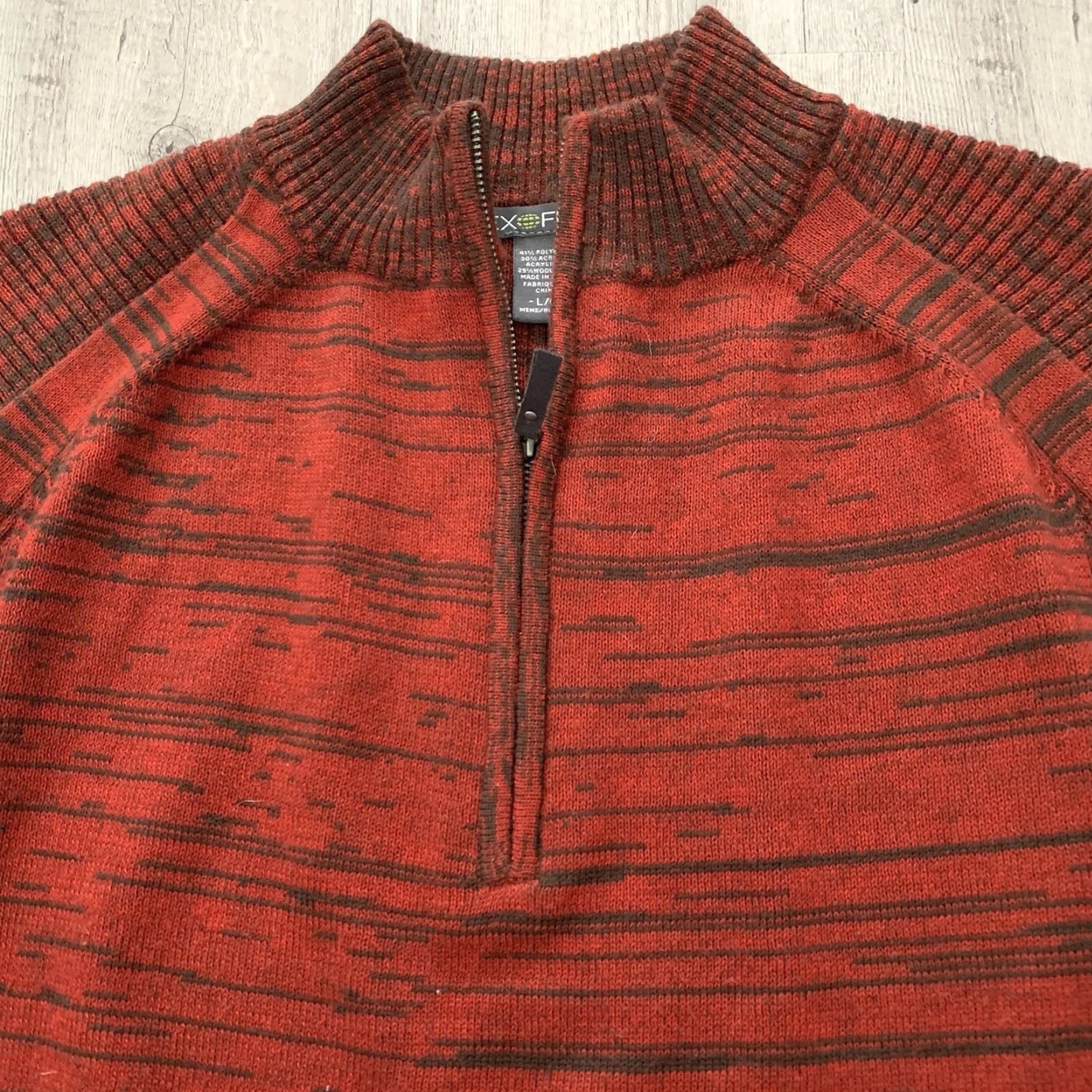 ExOfficio Exofficio Sweater Mens L 1/4 Zip Striped Rust Orange Lightweight Breathable Casual Travel Outdoor Modern Size US L / EU 52-54 / 3 - 7 Thumbnail