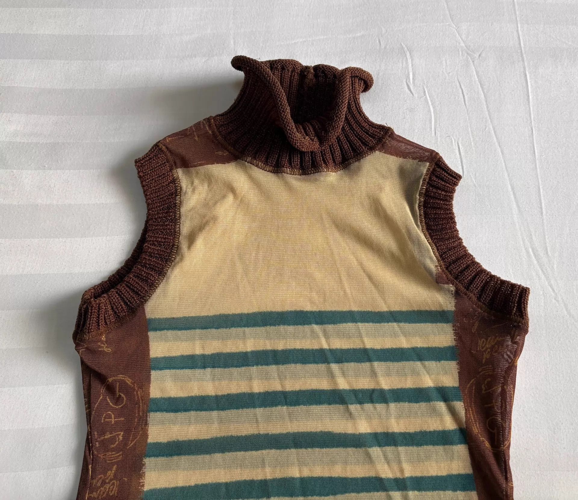 Jean Paul Gaultier JPG vintage knit mesh panel vest 2001 graffiti Size S / US 4 / IT 40 - 5 Thumbnail
