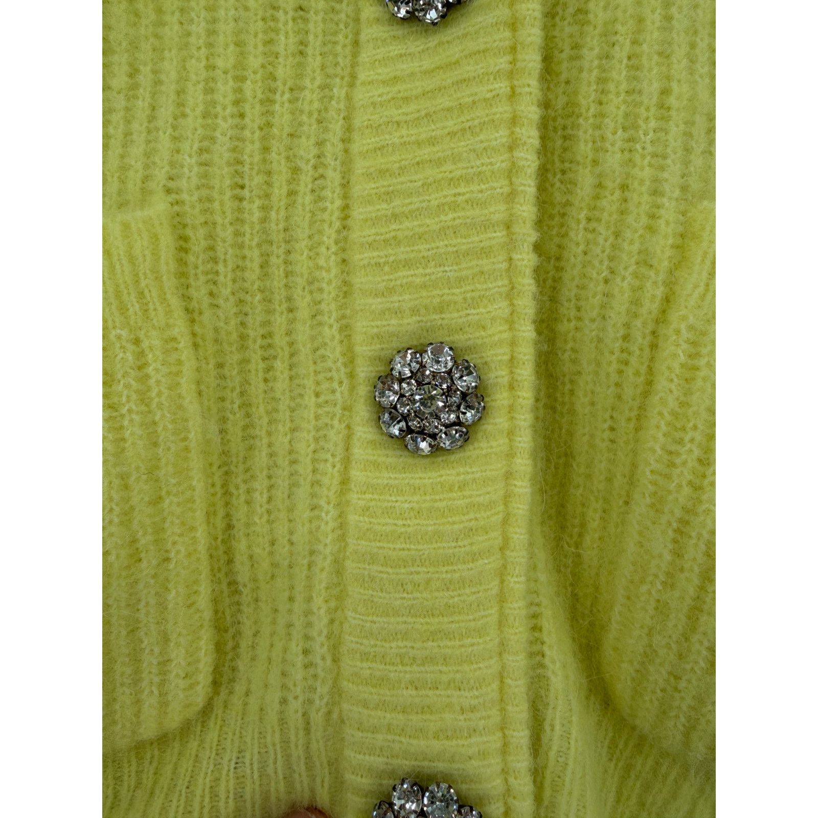 Ganni GANNI Elfin Yellow Jewel Button-Front Alpaca Wool Cardigan Size L / US 10 / IT 46 - 3 Thumbnail