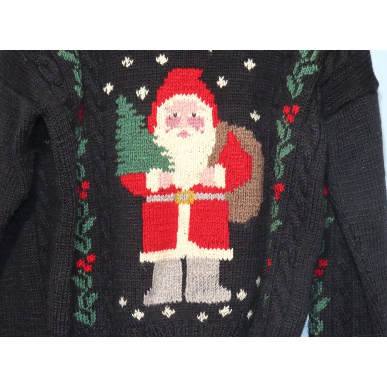 Vintage VINTAGE South Wool Santa Christmas Holiday Sweater 100% Wool Hand Knitted Uruguay Large Blue Crew Neck Long Sleeve Women's Pullover Christmas Theme Size M / US 6-8 / IT 42-44 - 3 Thumbnail