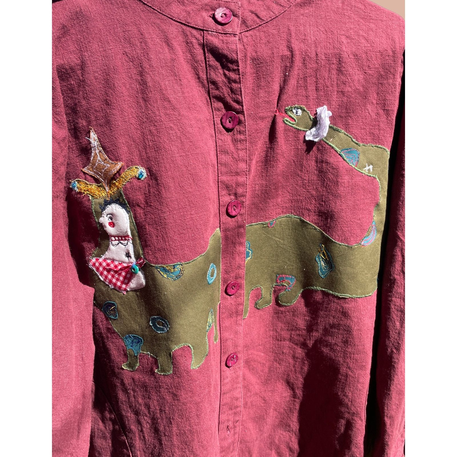 Handmade XXL Upcycled Oversized Shirt | Boho Maximalist Reworked Size XXL / US 16-18 / IT 52-54 - 2 Thumbnail