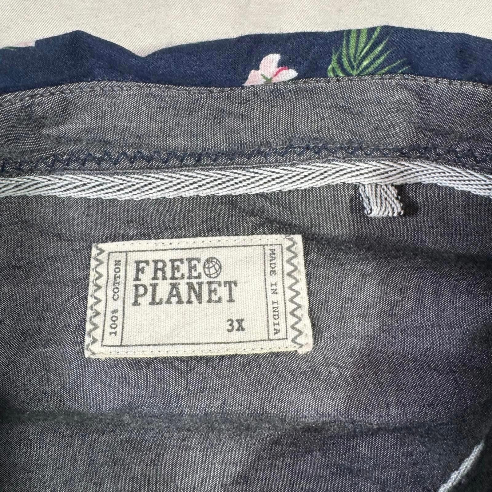 Free People FREE PLANET Button Up Shirt Men's 3X Blue Sleeve Hawaiian Size US XXL / EU 58 / 5 - 4 Thumbnail
