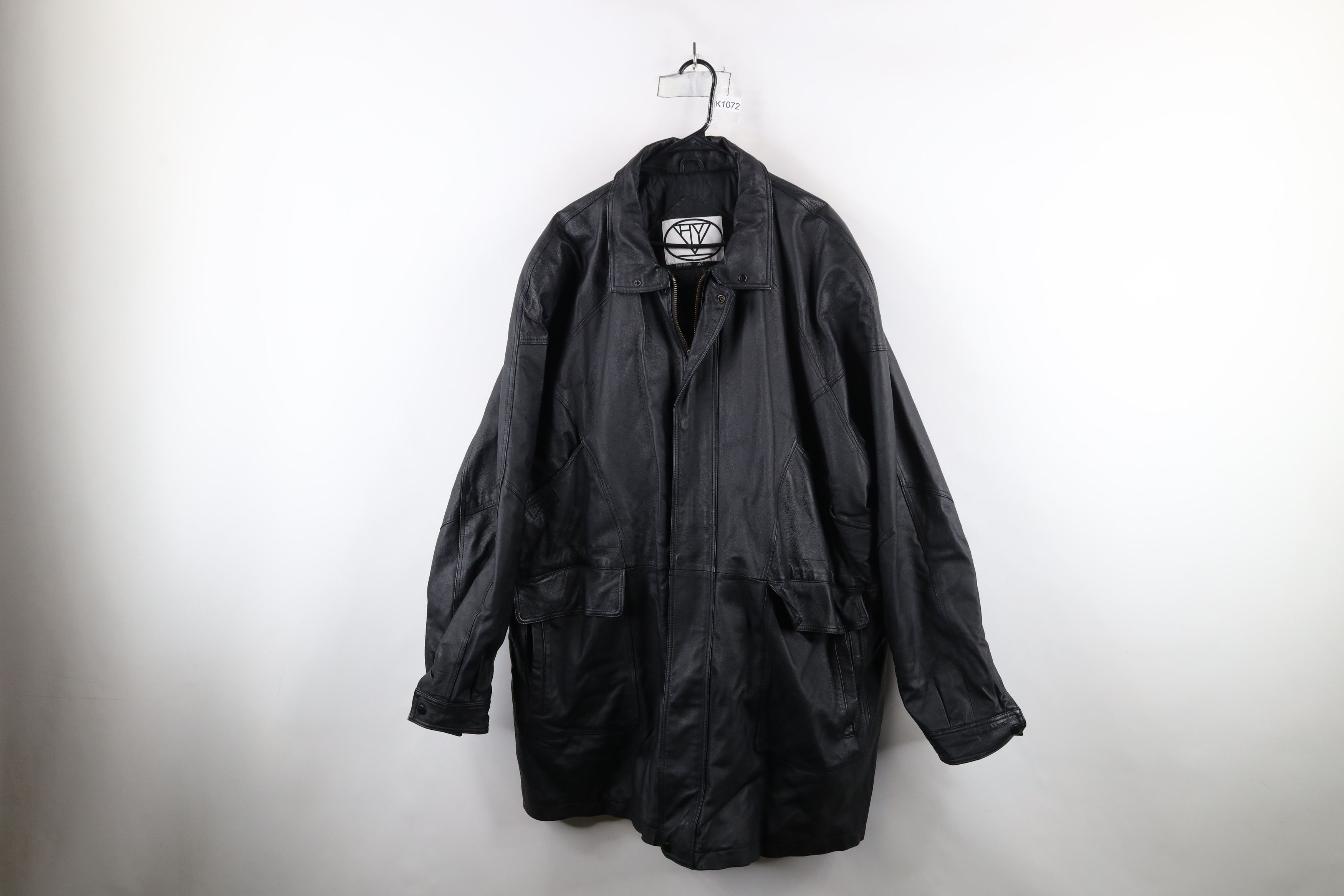 Vintage Vintage 90s Streetwear Leather Full Zip Parka Jacket Black Size US XXL / EU 58 / 5 - 1 Thumbnail