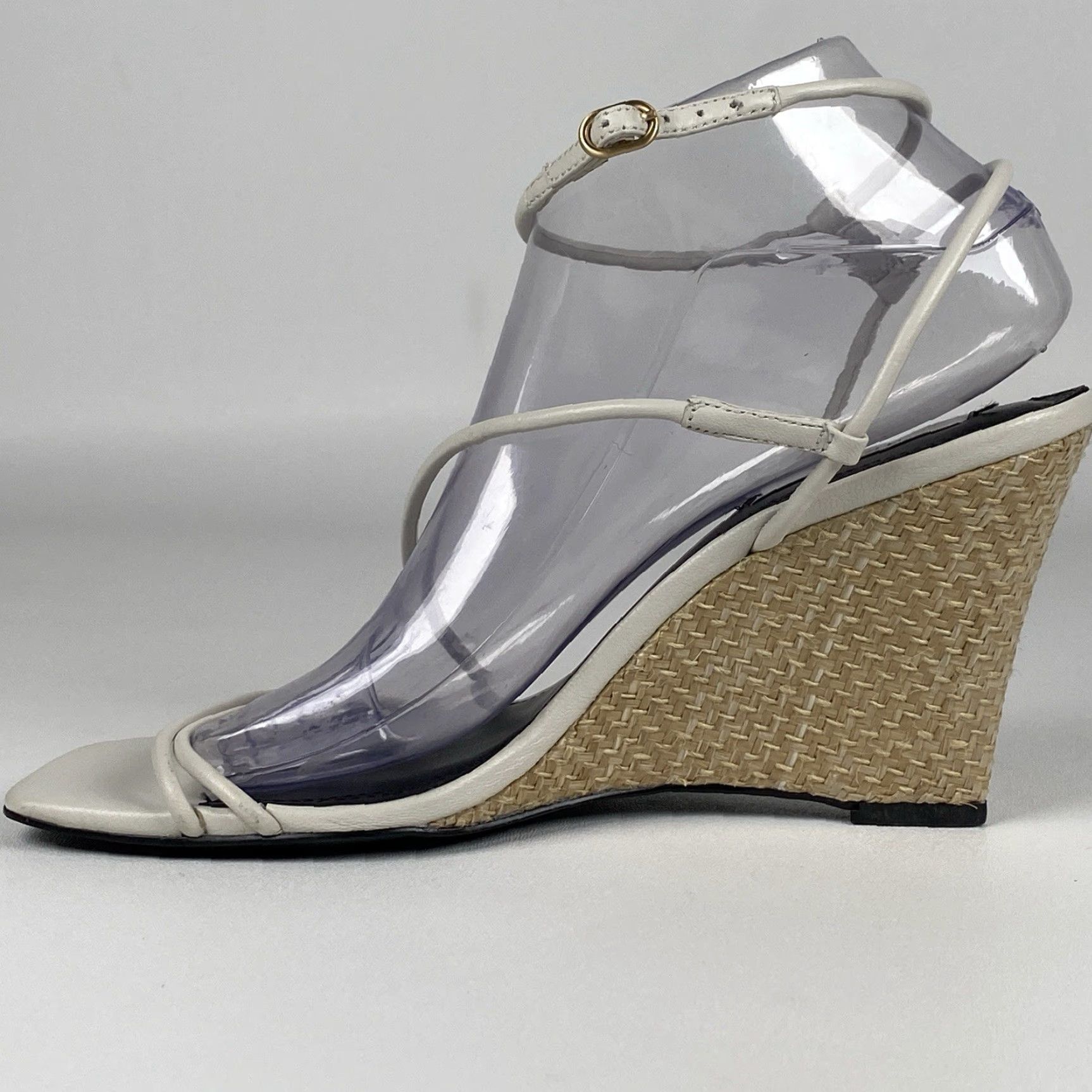 Reiss Reiss Daisey Leather Strappy Wedge Heels White Women 9.5 EU 40 Open Toe Buckle Shoes Size US 10 / IT 40 - 5 Thumbnail