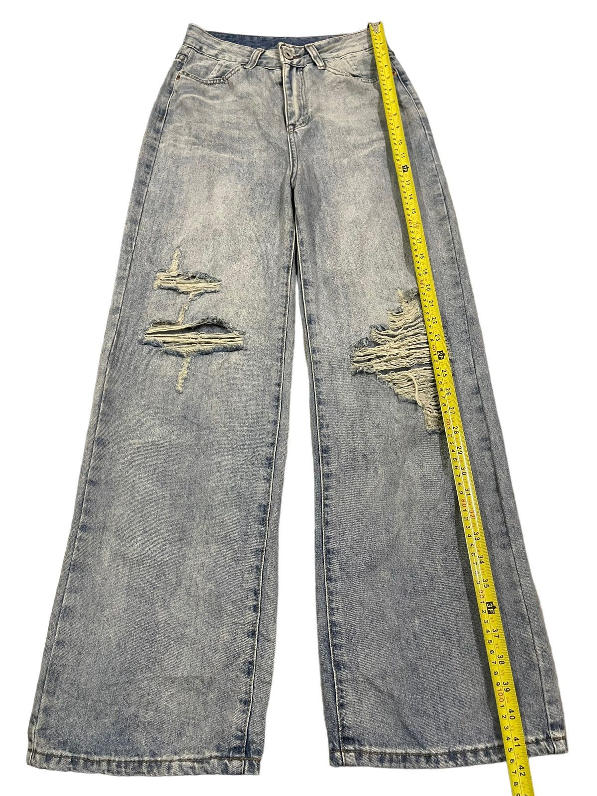 14th Addiction Vintage Japanese Brand Blue Wash Distressed Baggy Jeans Size 26" / US 2 / IT 38 - 9 Thumbnail