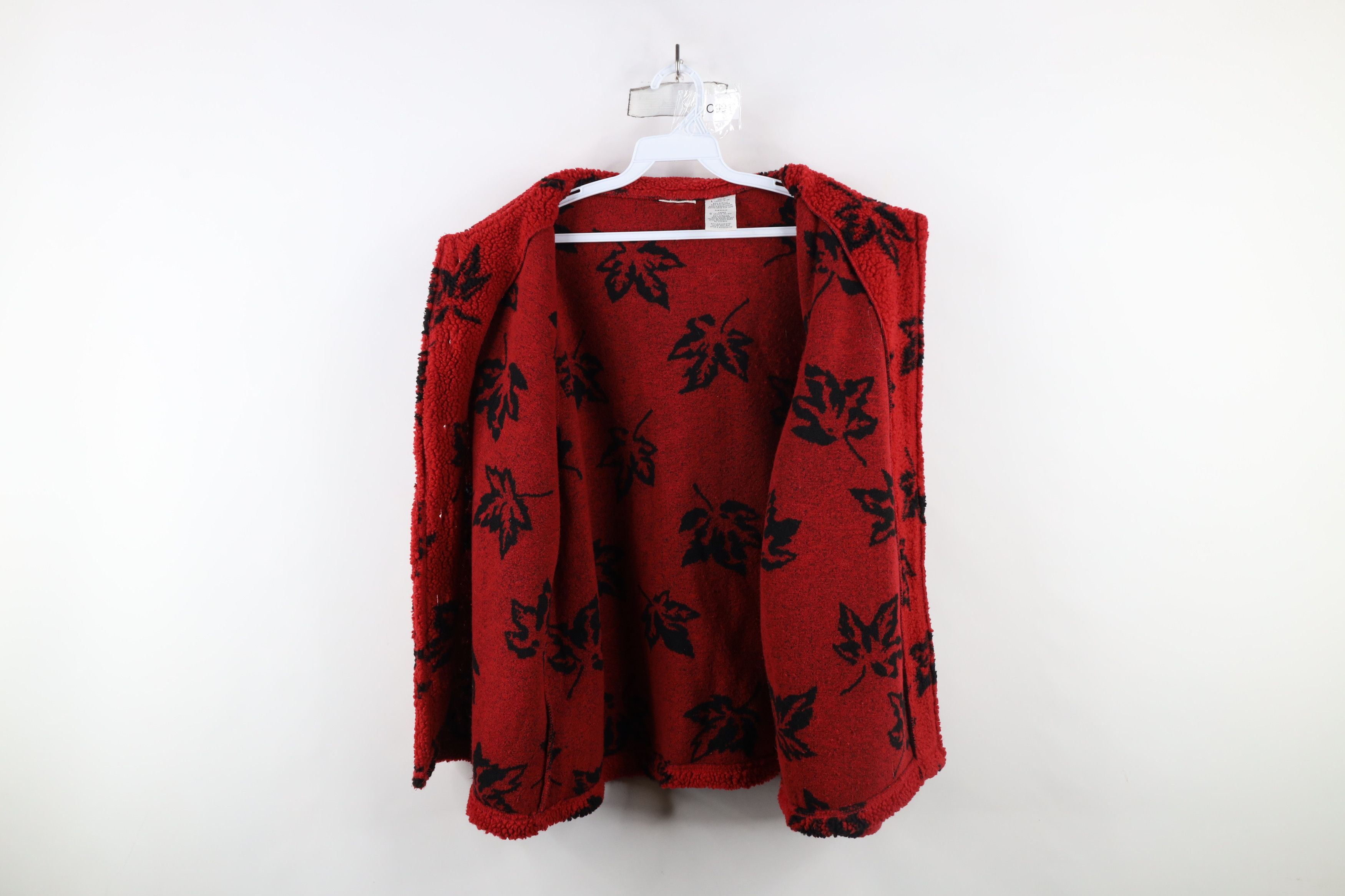 Vintage Vintage 90s Streetwear Fleece Leaf All Over Print Jacket Size L / US 10 / IT 46 - 7 Thumbnail
