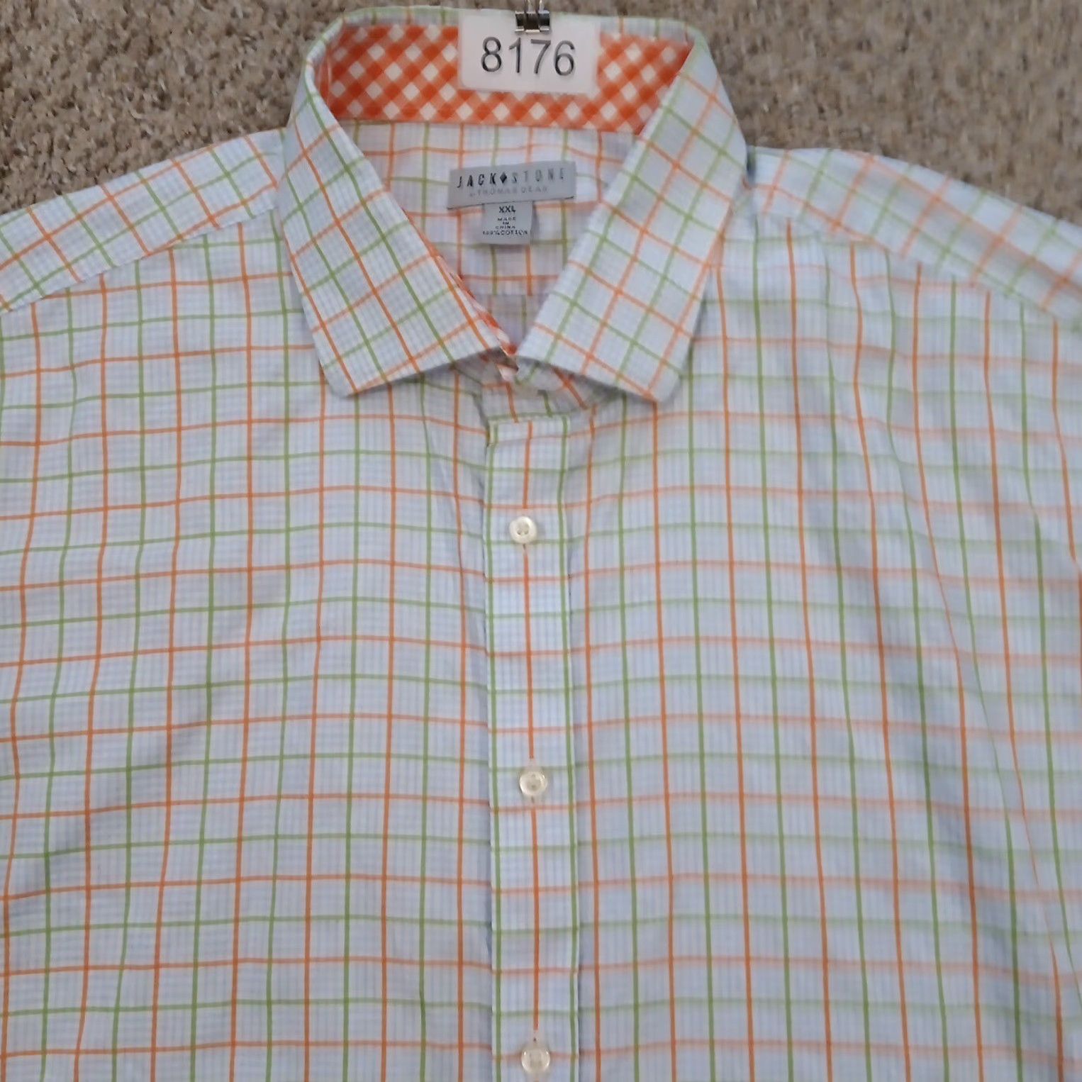 Vintage Jack Stone Shirt Mens 2XL Green Plaid Long Sleeve Button-Up Cotton Size US XXL / EU 58 / 5 - 3 Thumbnail