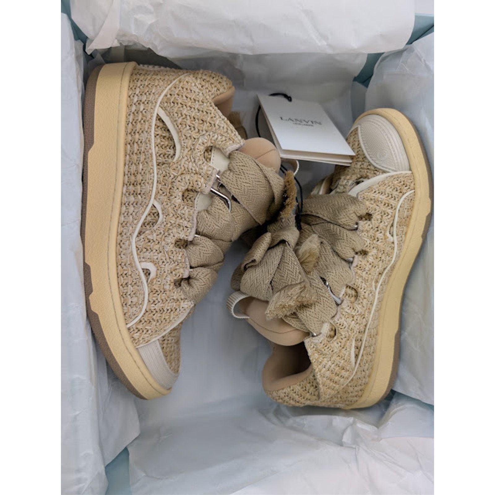 Lanvin o1rshd1 Curb Low Top Sneakers in 65 Natural Size US 7 / EU 40 - 20 Thumbnail