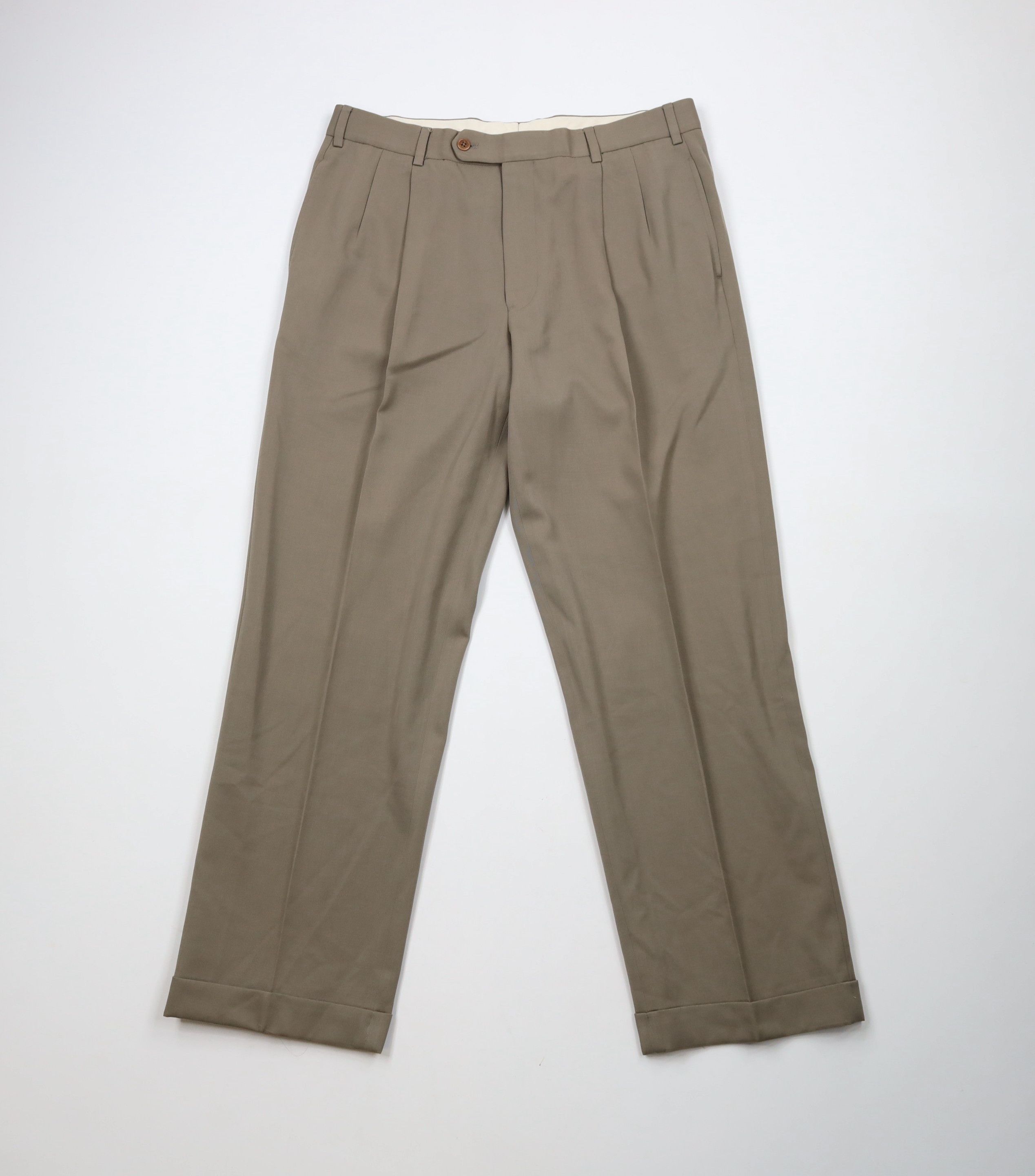 Brooks Brothers × Vintage Vintage 90s Brooks Brothers Cuffed Wide Leg Chino Pants Size US 34 / EU 50 - 1 Thumbnail