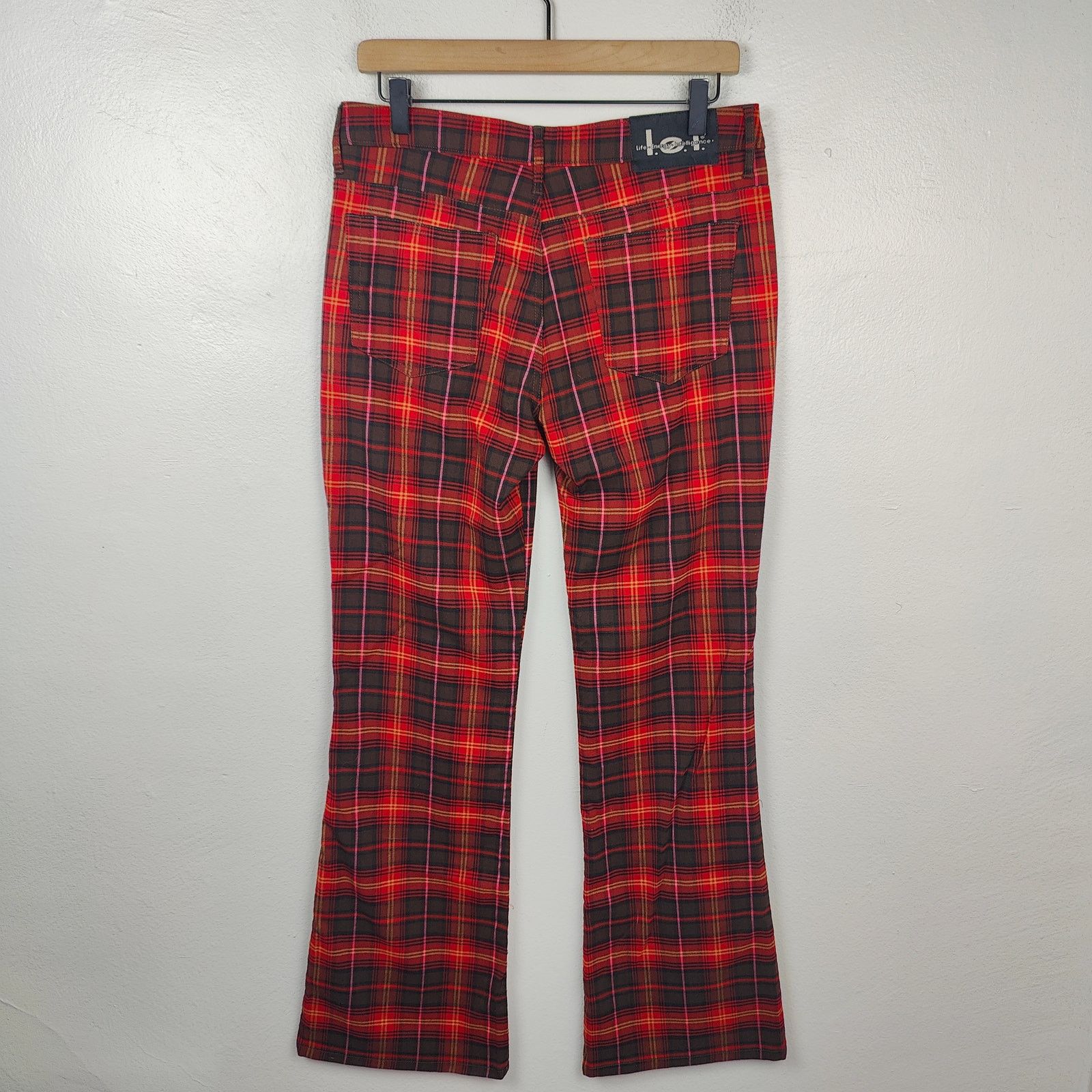 Other Vintage Y2K L.E.I. Plaid Flare Pants Womens 8/9 Red Emo Goth Size 30" / US 8 / IT 44 - 6 Thumbnail