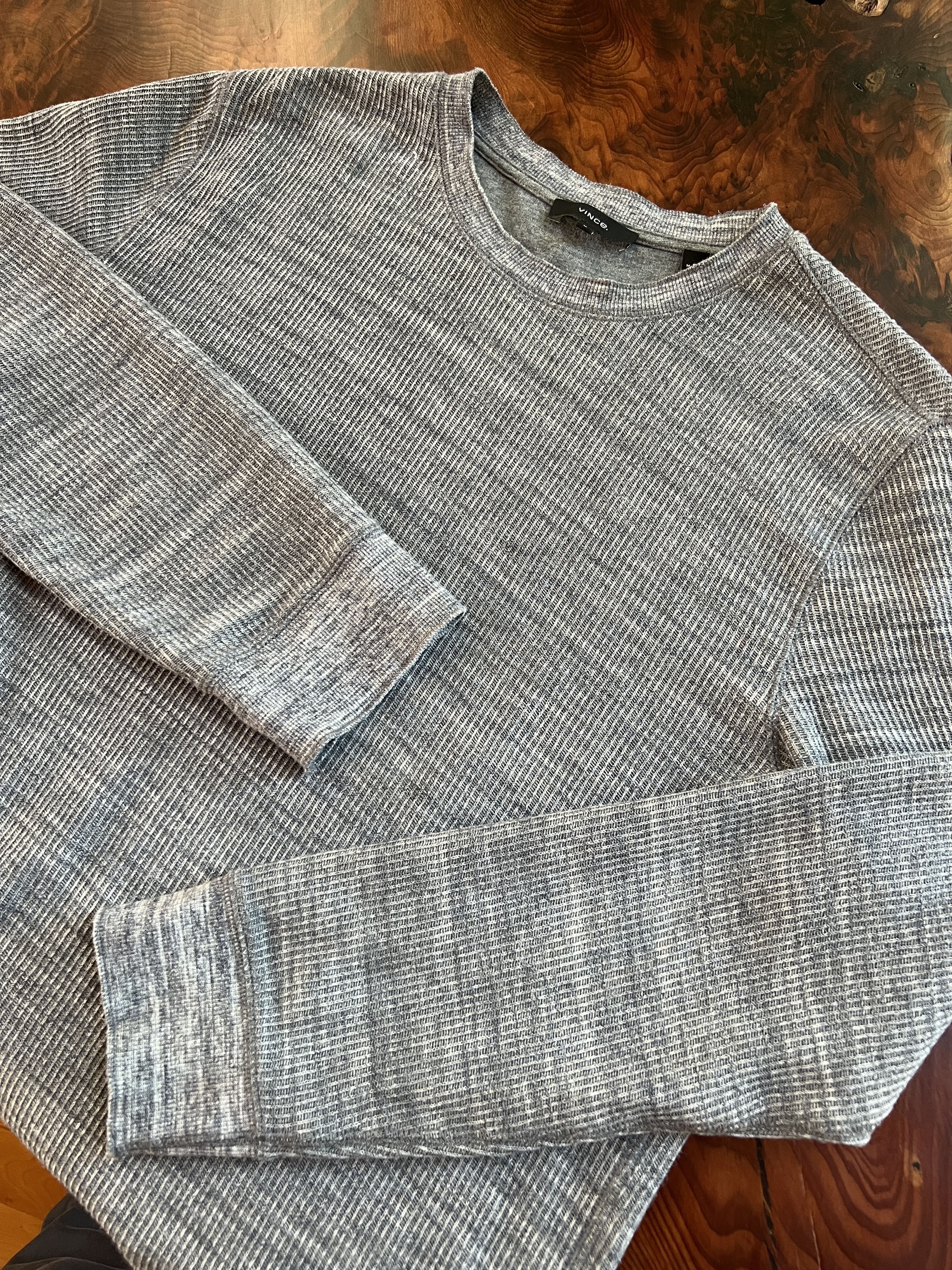 Vince Vince Men's Long Sleeve Thermal Crew Neck Shirt Heather Gray Size US M / EU 48-50 / 2 - 1 Thumbnail