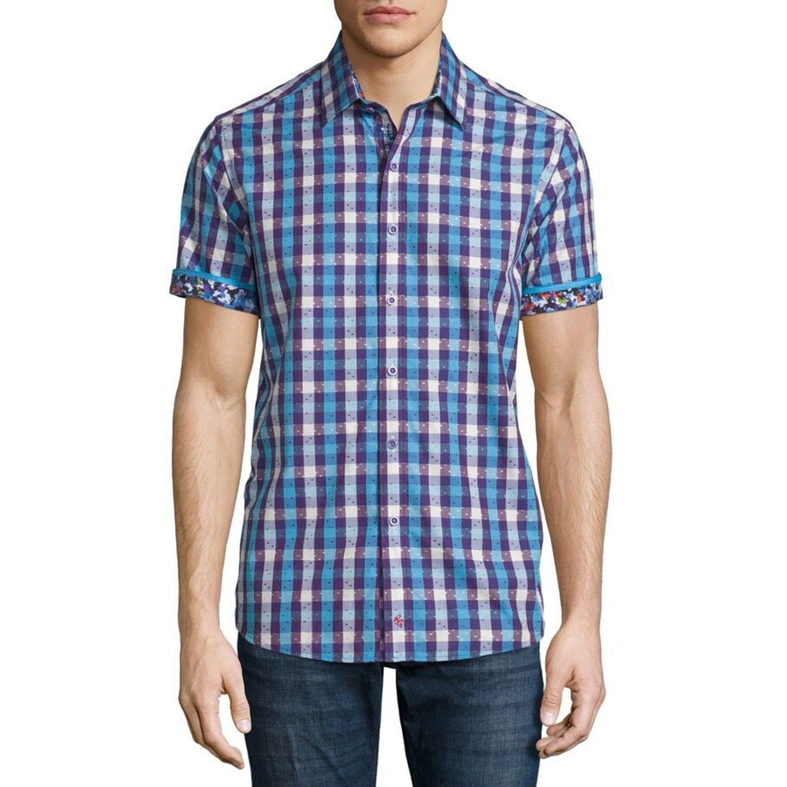 Robert Graham Robert Graham Griswold Check Short Sleeve Shirt Purple XL Size US XL / EU 56 / 4 - 1 Thumbnail