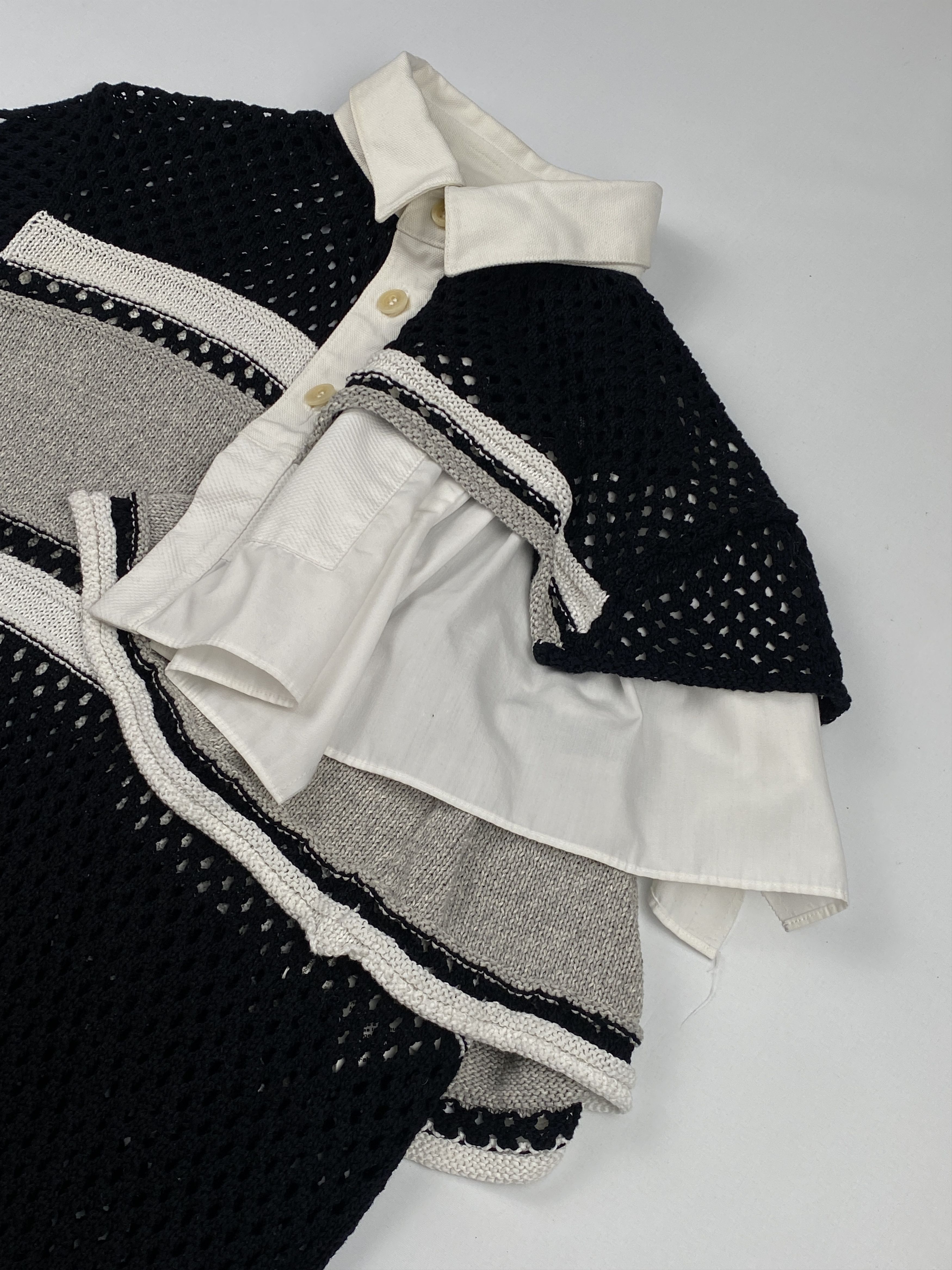 Sacai Paneled Ruffled Polo Top Size L / US 10 / IT 46 - 5 Thumbnail