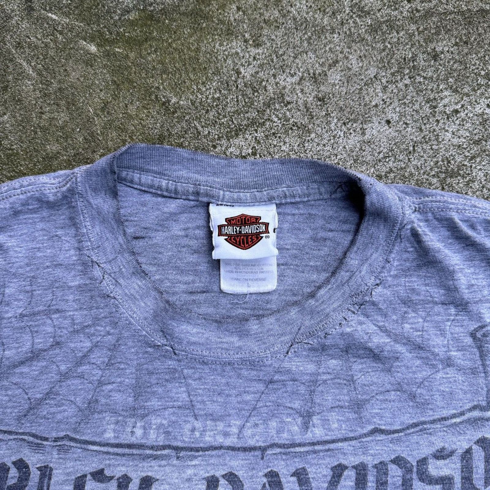 Harley Davidson Vintage Harley Davidson Thrashed Faded Spiderweb Tee Seoul Size US L / EU 52-54 / 3 - 3 Thumbnail