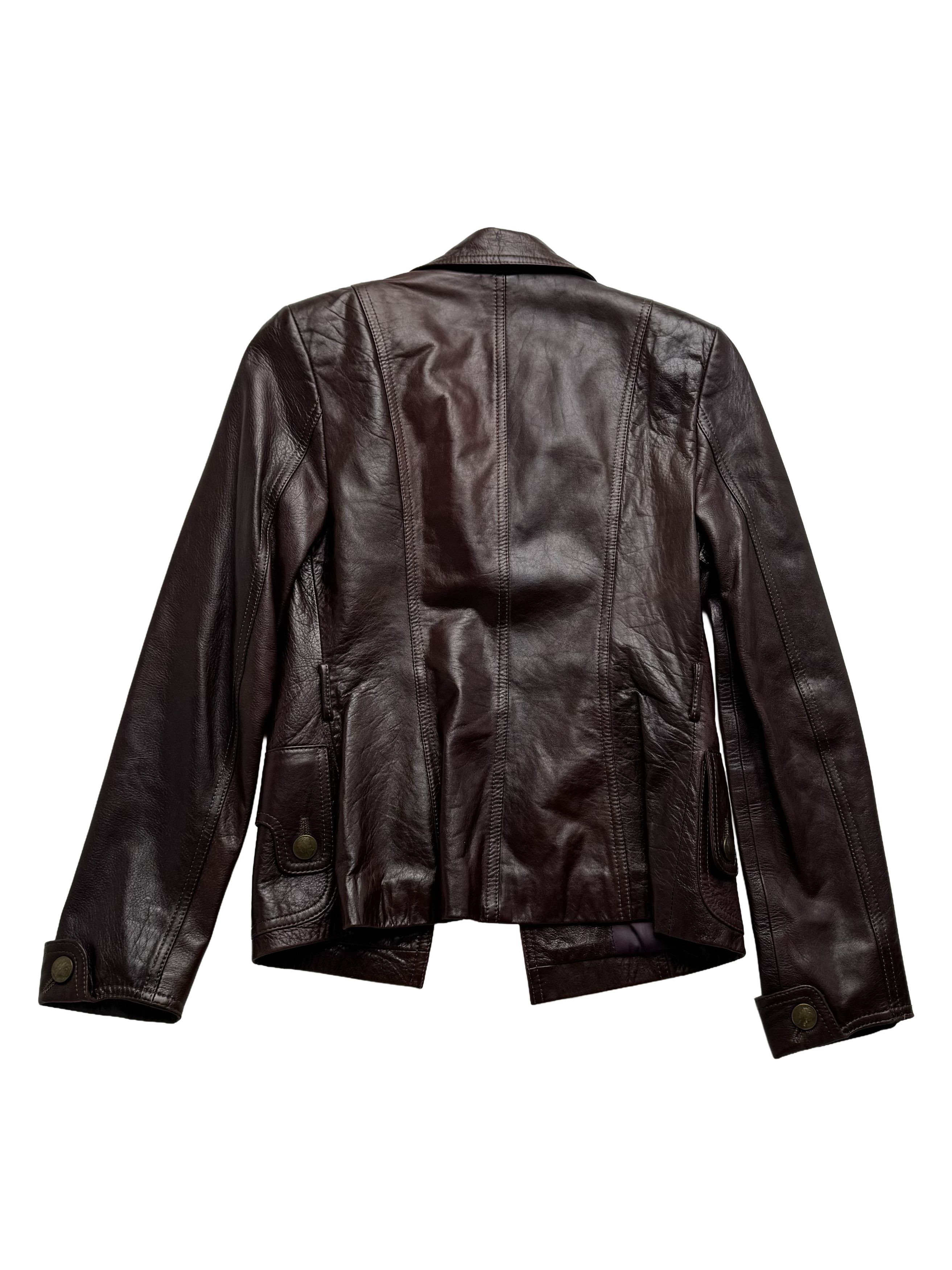 Vintage Vintage Brown Leather Jacket Tailored Button Front Biker Size S / US 4 / IT 40 - 8 Thumbnail